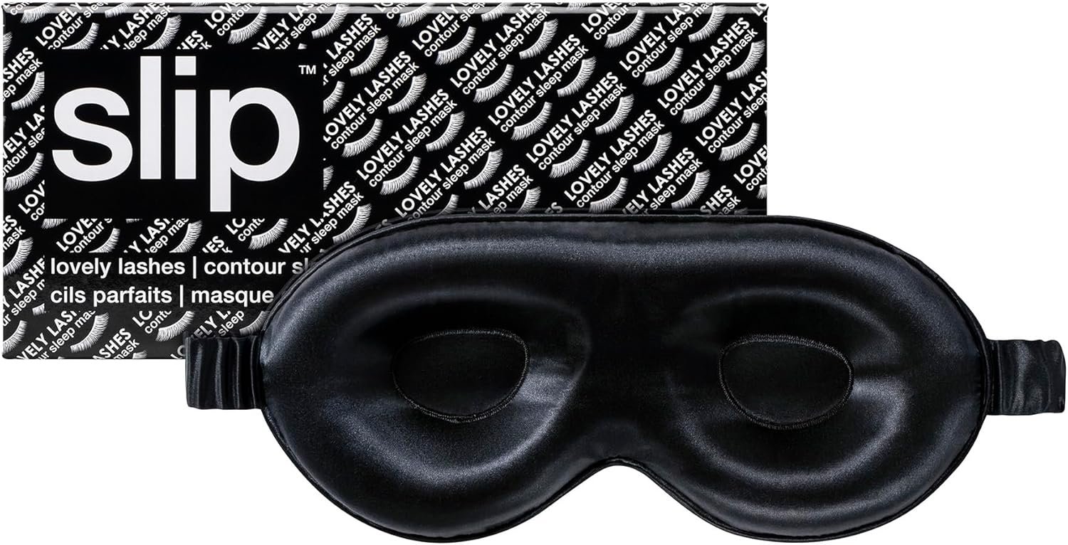 slip Contour Sleep Mask | 100% Pure Mulberry Silk, Ultra Soft | Contoured Design, Prevents Eye Pressure | Adjustable Strap, Ideal for Travel – Black