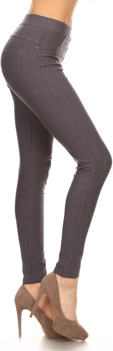 Leggings Depot Women’s Cotton Blend Stretch Pull-on Jeggings Casual Pants with Pockets (Available in Plus Size)