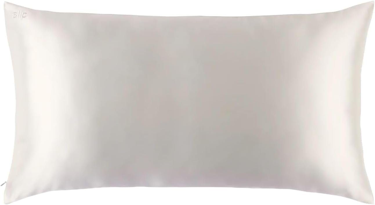 slip King Pure Silk Pillow Case – 100% Pure 22 Momme Mulberry Silk – King Size Standard Pillow Case -Anti-BedHead, Anti-Sleep Crease, White (20″ x 36″)