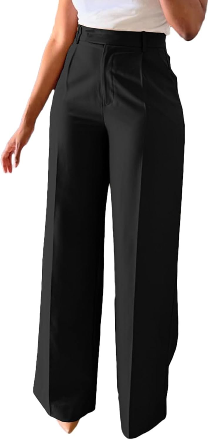 Lucuna Women’s Wide Leg Dress Pants High Waisted Straight Leg Slacks Business Office Work Pants Trousers