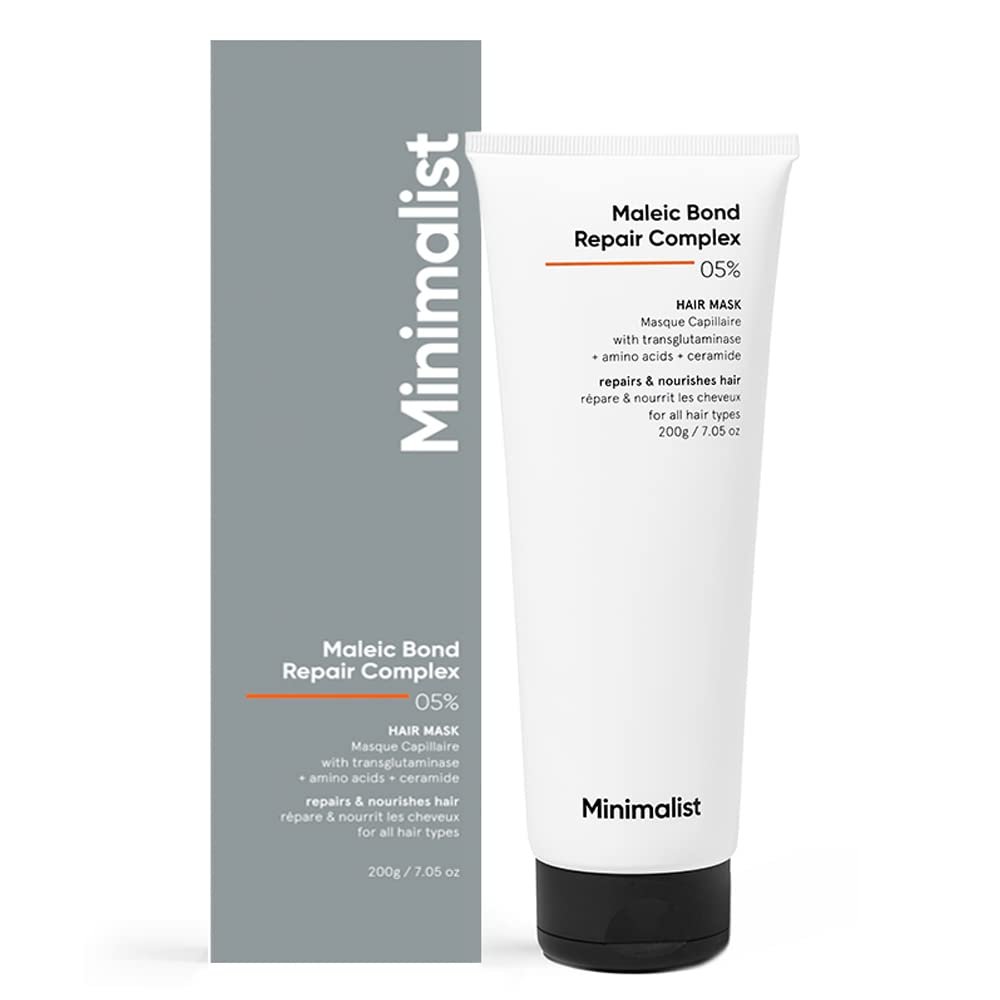 Minimalist Hair Mask for Damaged Hair & Frizzy Hair | Post Shampoo | Maleic Bond Repair Complex 5% | Transglutaminase, Amino Acids & Ceramides | For Women & Men | 7.05 Oz/200 gm