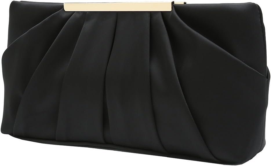 CHARMING TAILOR Clutch Evening Bag Elegant Pleated Satin Formal Handbag Simple Classy Purse for Women