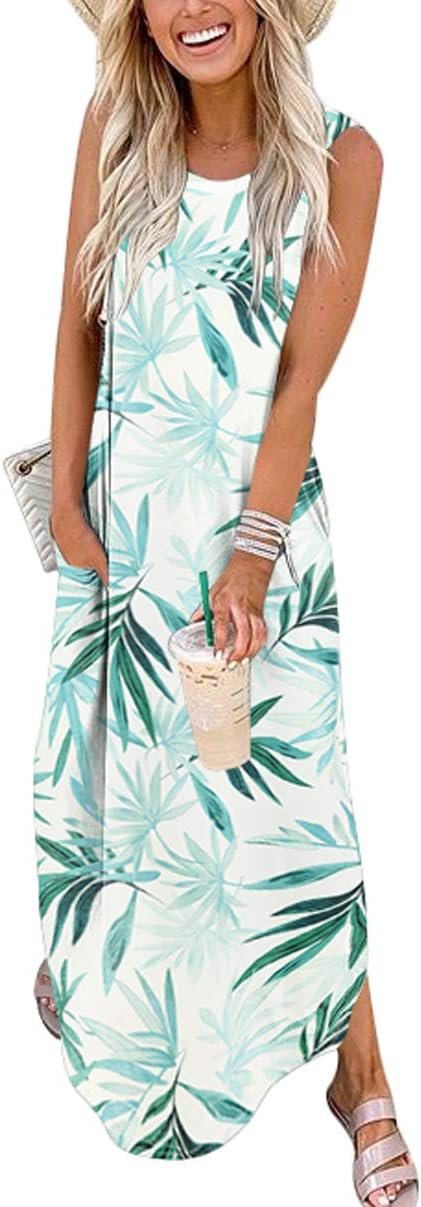 ANRABESS Women Summer Maxi Dress Beach Vacation Sundress Sleeveless Casual Loose Shirt Dresses 2025 Travel Outfits