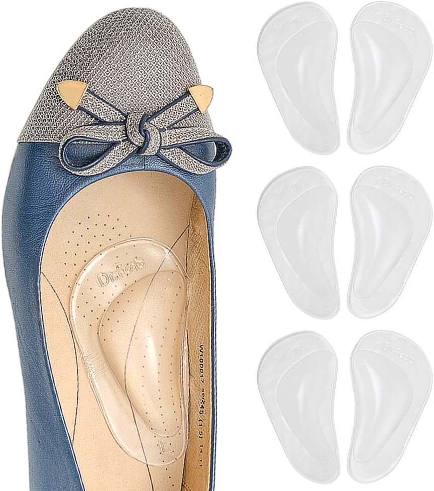 Dr. Foot’s Arch Support Shoe Insoles for Flat Feet, Gel Arch Inserts for Plantar Fasciitis, Adhesive Arch Pad for Relieve Pressure and Feet Pain- 3 Pairs (Clear, 3 Count (Pack of 1))