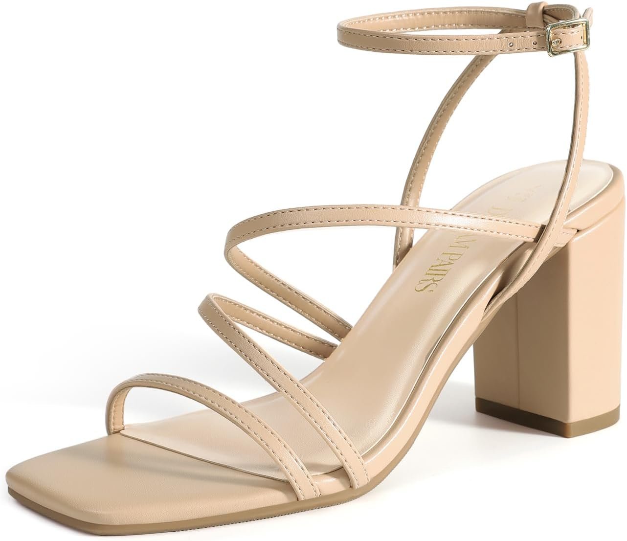 DREAM PAIRS Women’s Heels Chunky Block Strappy Square Open Toe Ankle Buckle Heeled Sandals Wedding Party Dress Shoes Indie