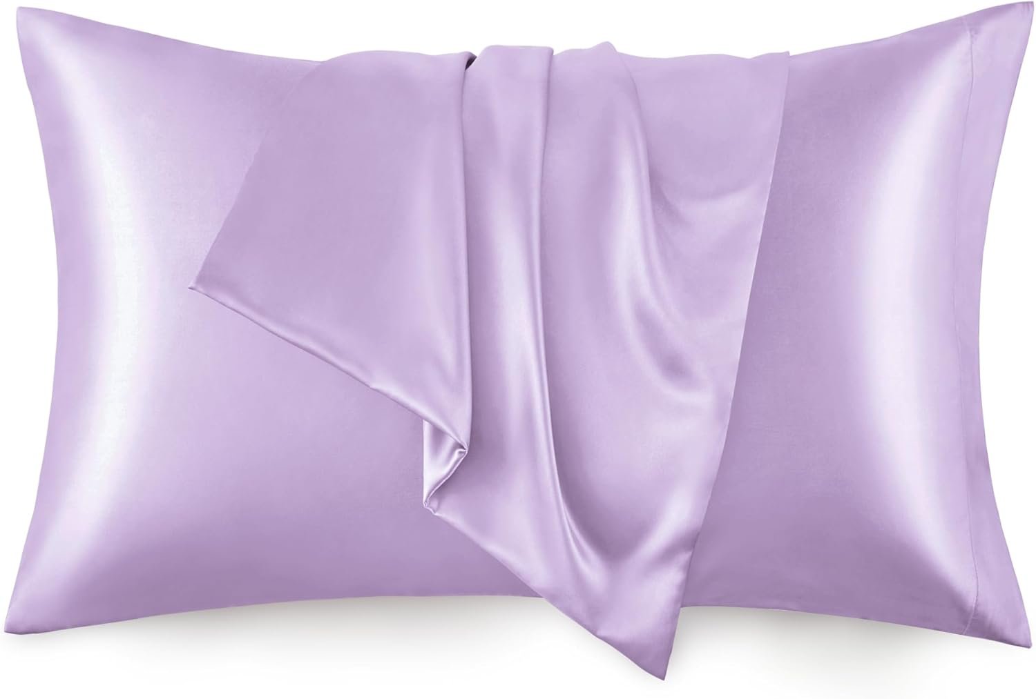 Love’s cabin Satin Pillowcase for Hair and Skin, Similar to Silk Pillow Cases 2 Pack, Pillow Cases Standard Size Set of 2, Satin Cooling Pillow Covers with Envelope Closure, 20×26 Inches, Light Purple
