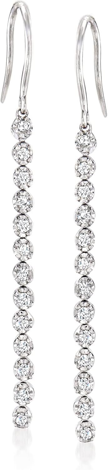Ross-Simons 0.50 ct. t.w. Diamond Linear Drop Earrings in Sterling Silver