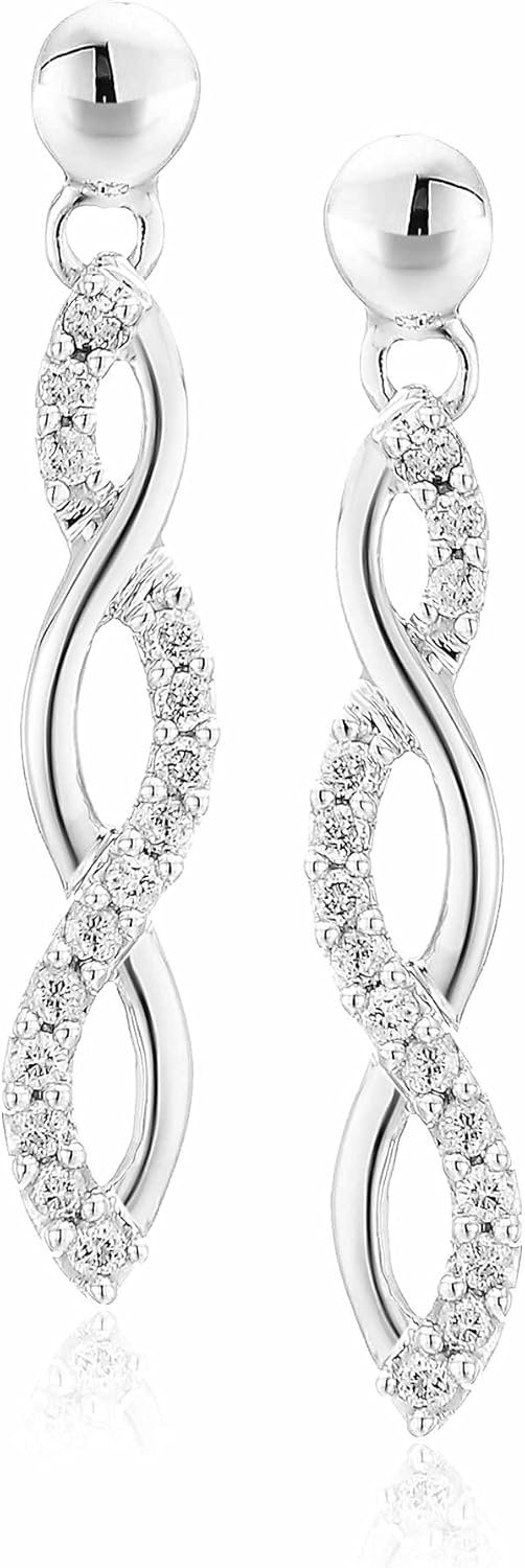 Vir Jewels 1/4 cttw Lab Grown Diamond Infinity Dangle Earrings .925 Sterling Silver 1 Inch Push Backs