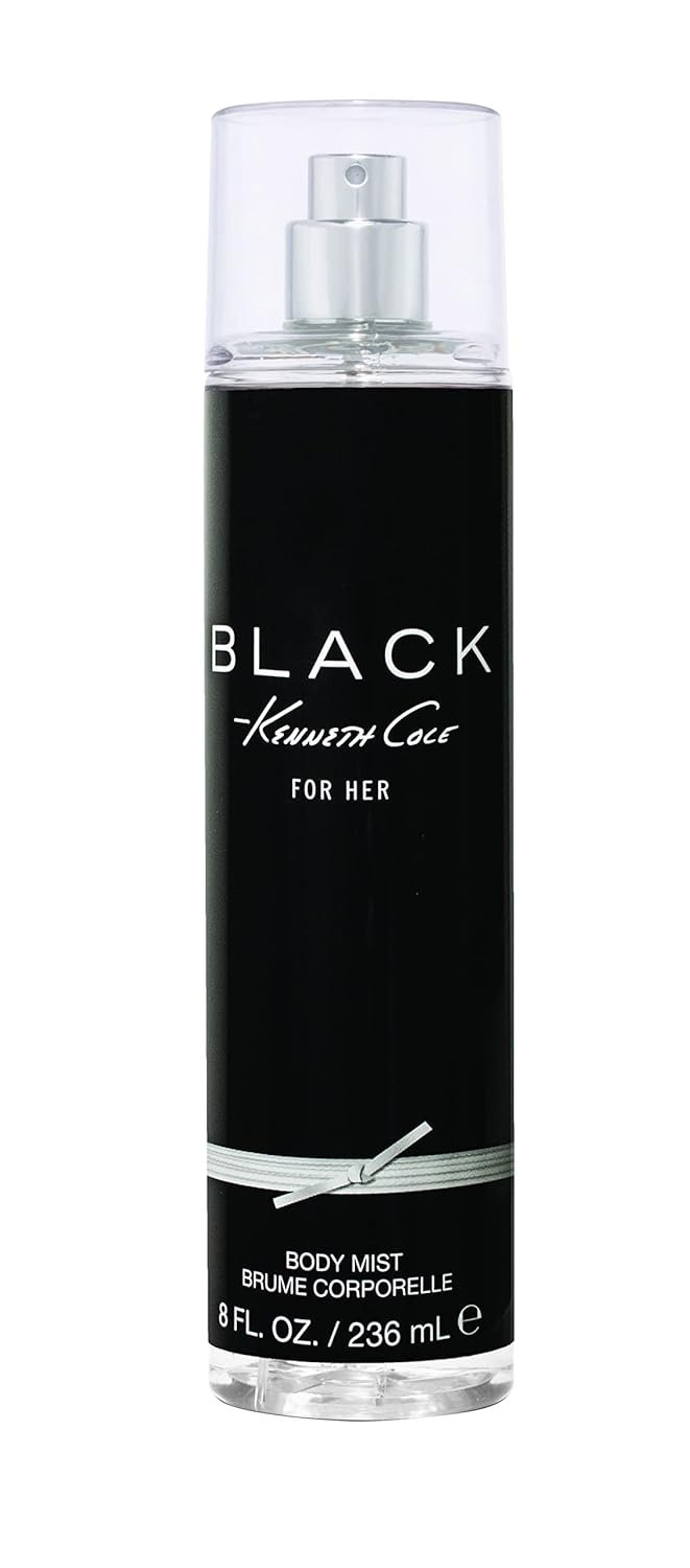Kenneth Cole Black For Her Body Spray Mist for Women, Notes of Florals, Citrus, Sandalwood, and Musk, Feminine Scent, Everyday Wear Fragrance, 8 Fl Oz
