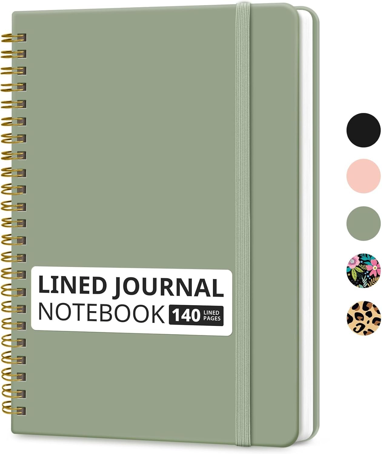 Taja Lined Spiral Journal Notebook for Women & Men, 140 Pages, College Ruled Hardcover Notebook for Work & Note Taking, Journals for Writing, A5(5.7″ x 7.9″) – Green
