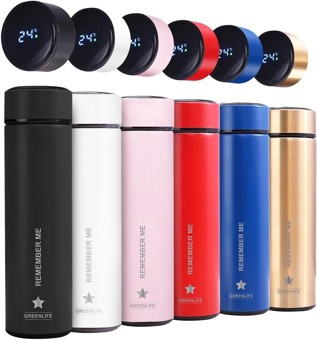 GreenLife Hydro Smart Sports Water Bottle with LED Temp Display, Vacuum Insulated Stainless Steel,Cold 36 Hrs, Hot 24 Hrs, BPA-Free, Leak Proof, for Travel & Outdoor ((Black)