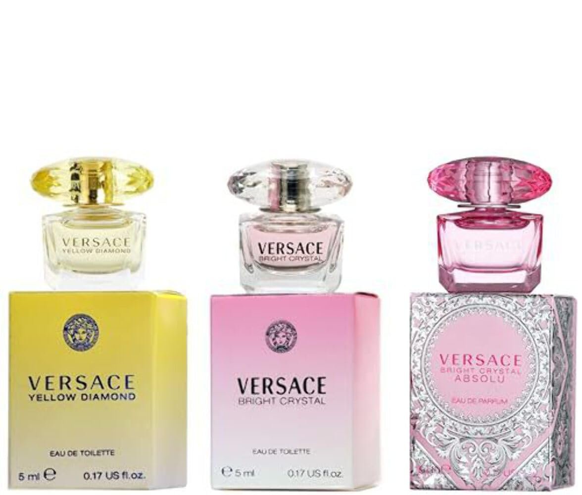 Versace Perfume Gift Set for Women – Mini Variety Gift Set Trio Collection – Absolu, Bright Crystal, Yellow Diamond