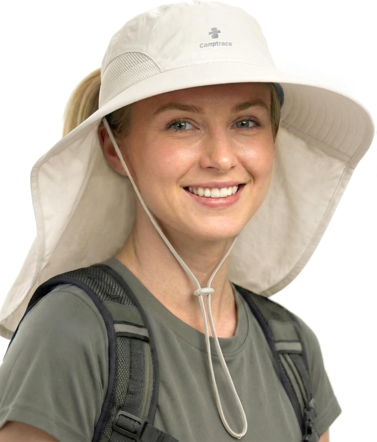 Camptrace Sun Hats for Women Men UPF 50+ UV Protection Wide Brim Hiking Fishing Hat with Neck Flap
