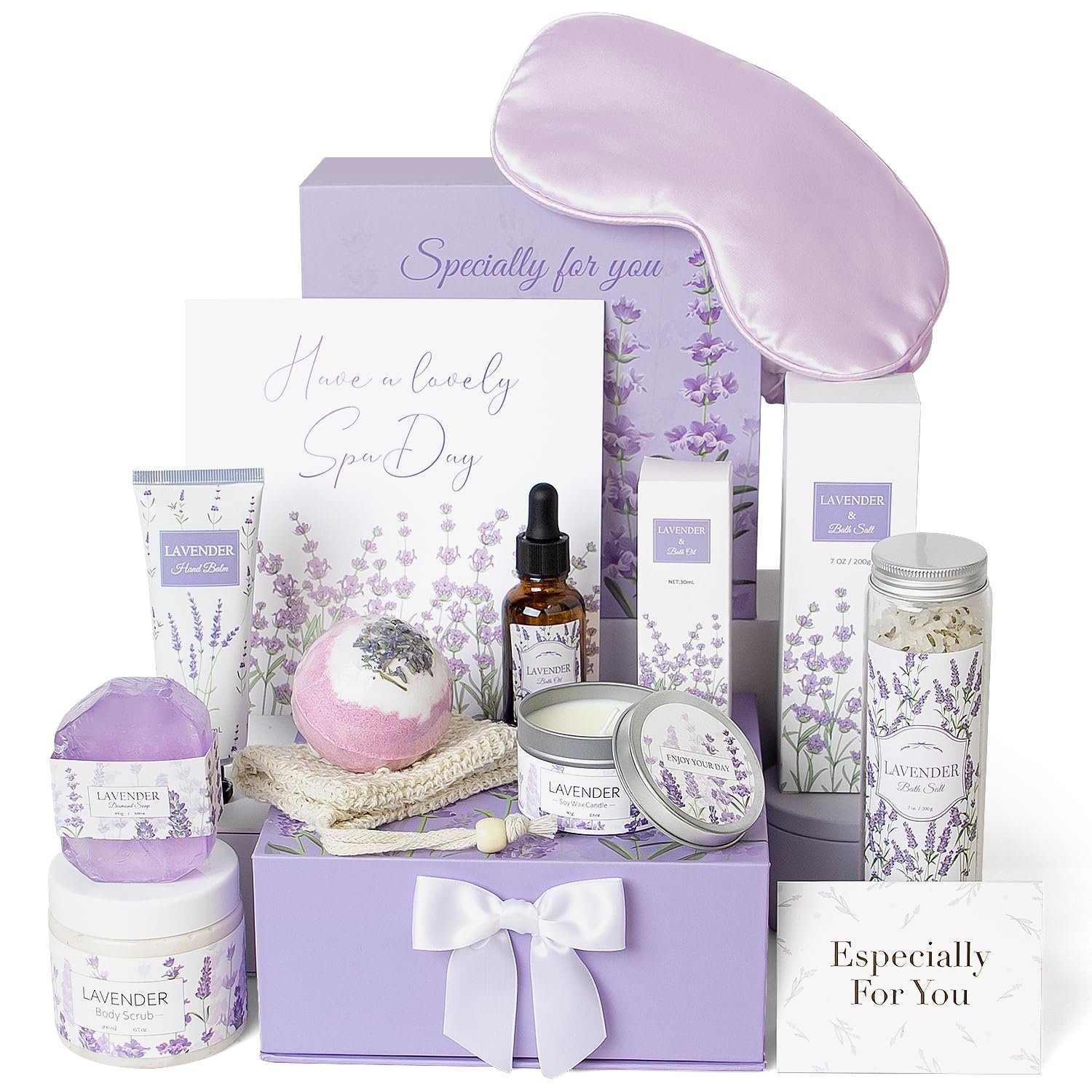 Lavender Spa Gifts Set, 11 Pcs Bath Gift Set for Women, Relaxing Spa Gifts, Home Spa Products, Birthday Gifts for Women Valentine’s Day