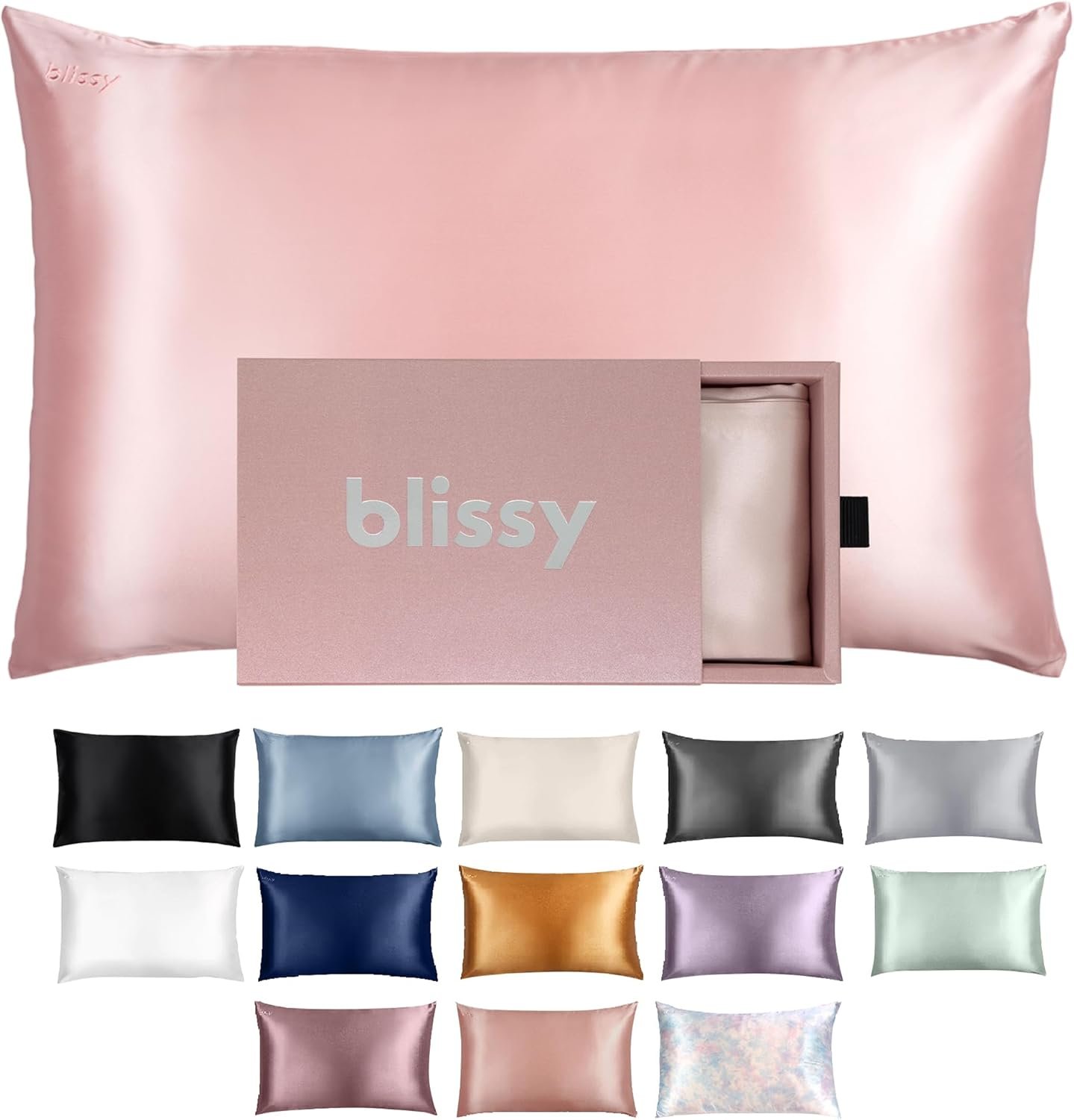 Blissy Silk Pillowcase – 100% Pure Mulberry Silk – 22 Momme 6A High-Grade Fibers – Silk Pillow Cover for Hair & Skin – Regular, Queen & King (Pink, Standard)