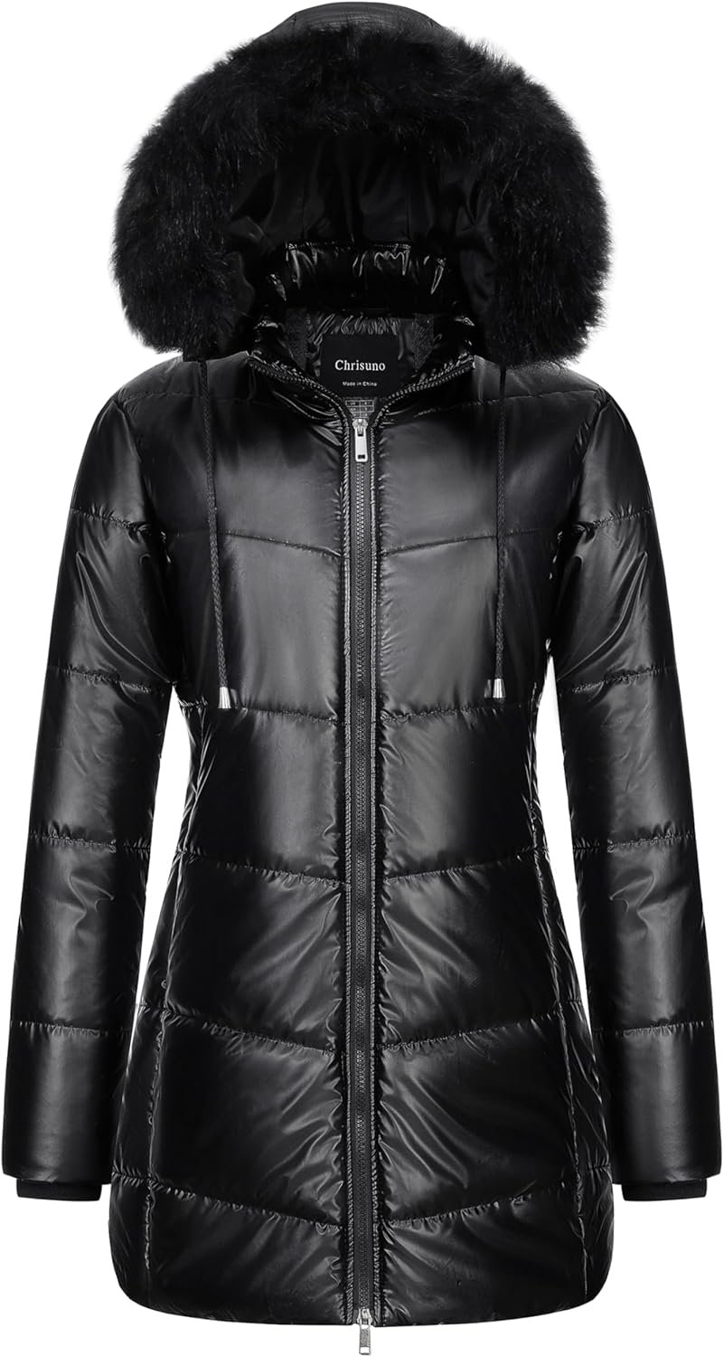 Chrisuno Women’s Warm Winter Coat Long Waterproof Thicken Puffer Jacket Quilted Snow Parka with Removable Hood