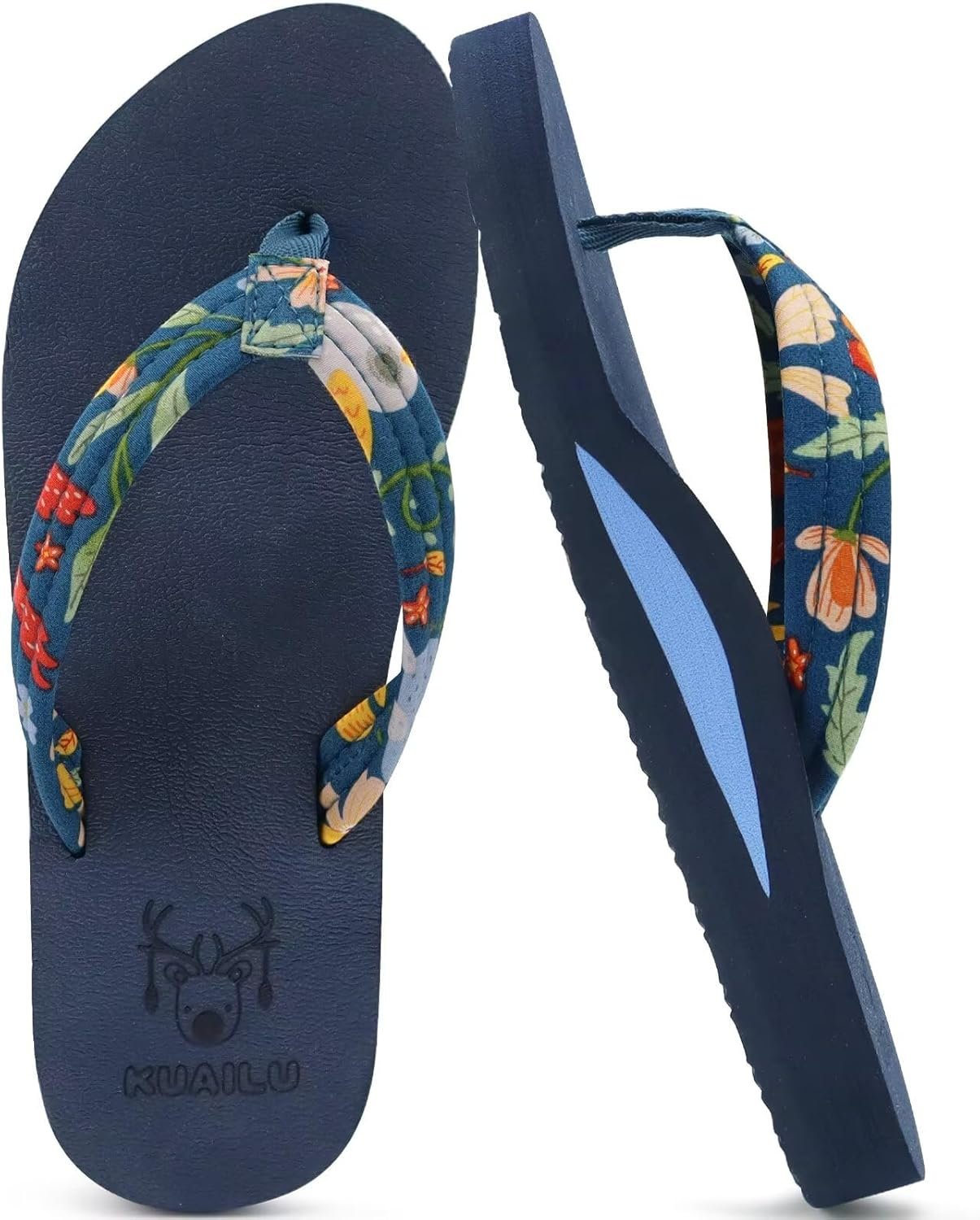 KuaiLu Womens Arch Support Flip Flops Ladies Comfort Lightweight Soft Yoga Mat Cushion Walking Thong Sandals