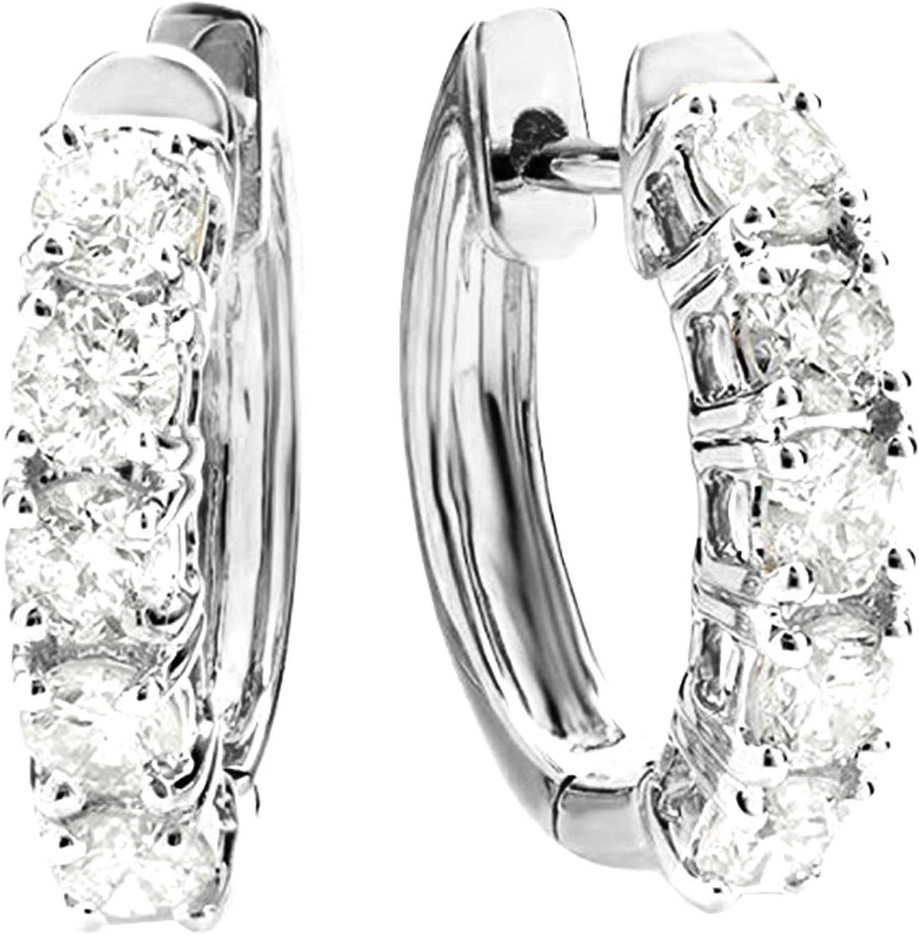 0.5 to 5 Carat Five Stone Diamond Hoop Huggie Earrings Value Collection
