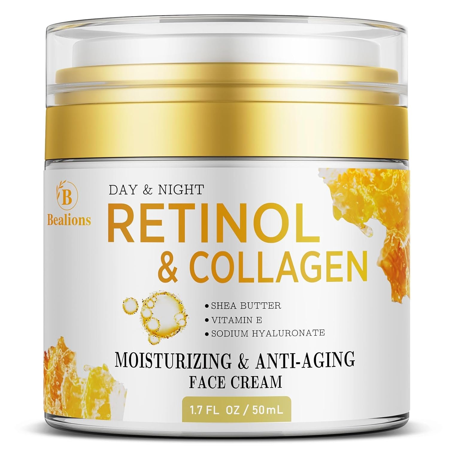 Retinol Cream for Face Anti Aging: Wrinkle Cream for Face Neck with Collagen Hyaluronic Acid – Night Moisturizer for Men Women – Facial Skin Care Christmas Gift for Mom Dad Sister