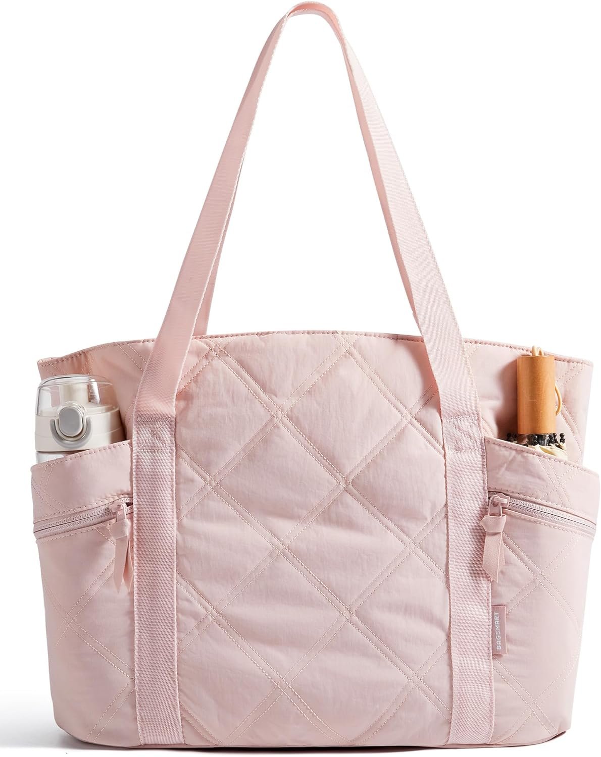 BAGSMART Crush Tote Bag for Women, 20L Puffer Work Tote with Zipper, Travel Essentials Quilted Nurse Hospital Bag