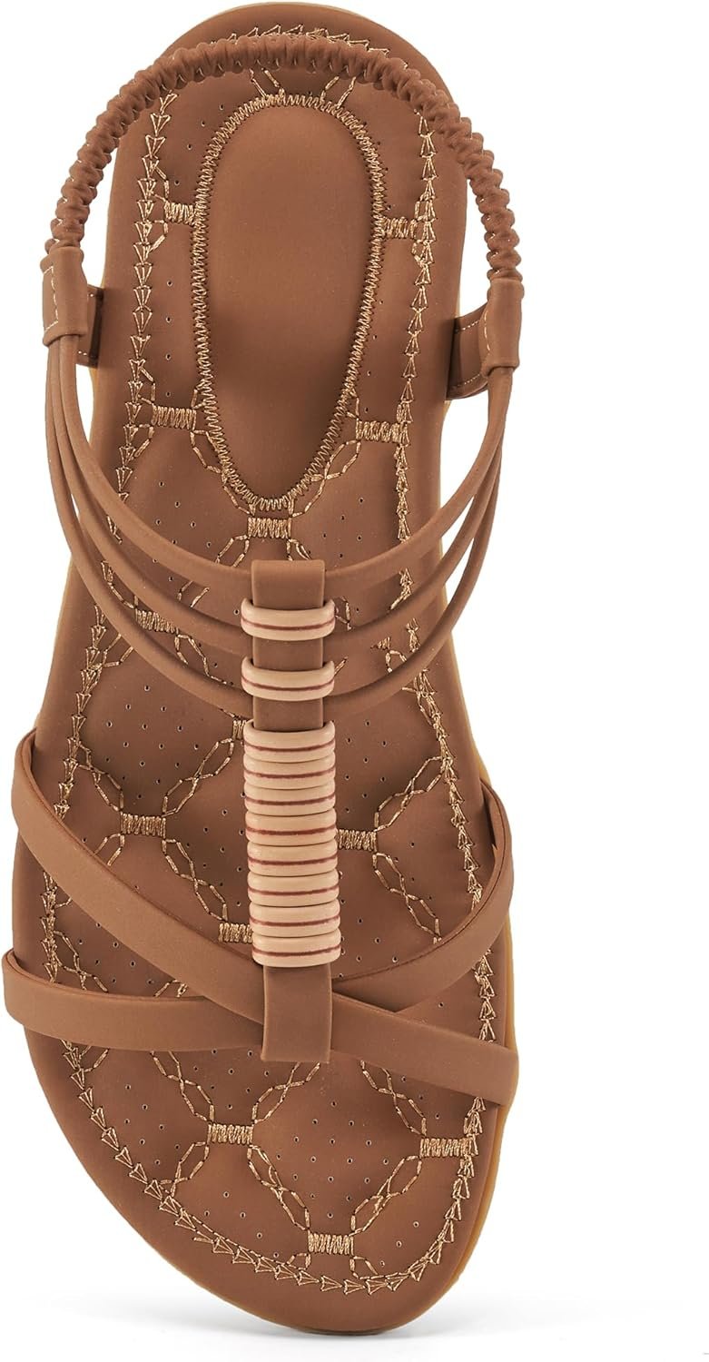 Womens Sandals Summer Dressy Gladiator Flat Comfortable Walking Shoes Non Slip Casual Beach Ladies Sandal