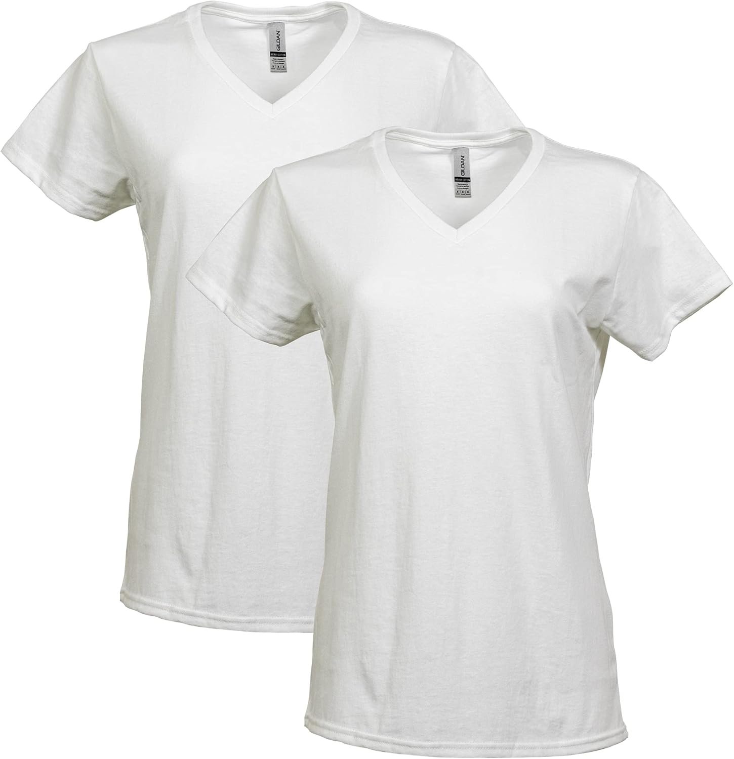 Gildan Women’s Heavy Cotton V-Neck T-Shirt, 2-Pack