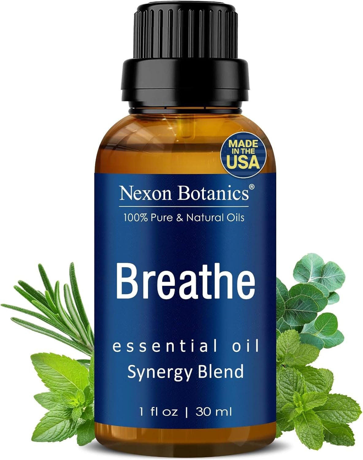Breathe Essential Oil Blend 30 ml – Breath Sinus Relief with Menthol Oils – for Humidifiers, Diffusers, and Aromatherapy – Nexon Botanics