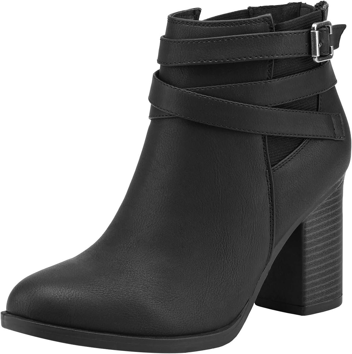 TOETOS Women’s Chunky High Heel Ankle Boots Close Toe Fall Heeled Booties Shoes
