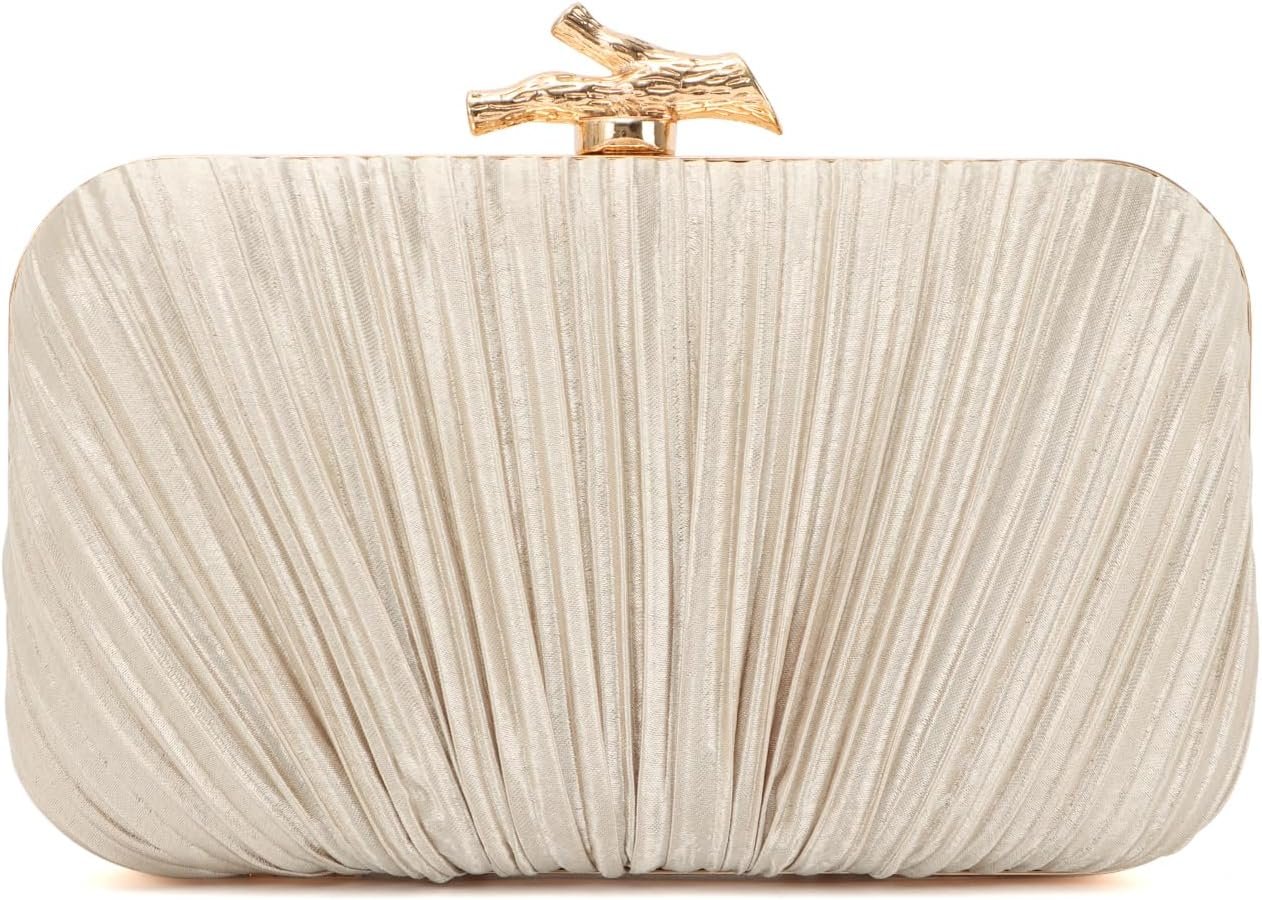 Freie Liebe Clutch Purses for Women Evening Bag Pleated Clutch Bag with Chain for Wedding Party