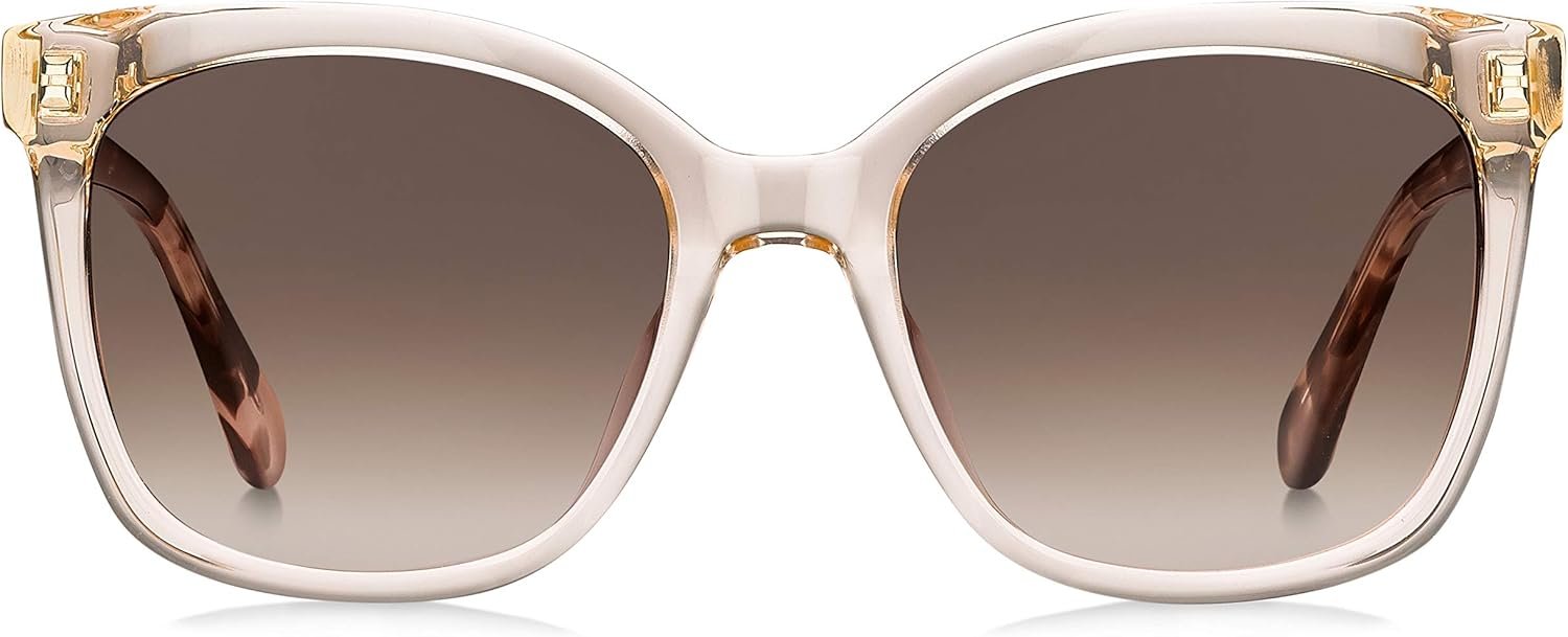 Kate Spade New York Women’s Kiya, Trendy Rx-Able Square Sunglasses with 100% UV Protection Coating & Travel Case, Peach, 53mm