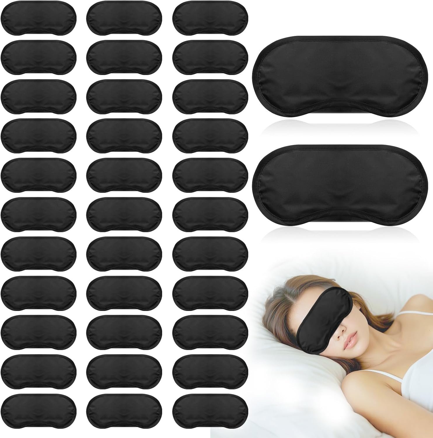 40 Pcs Eye Mask Sleep Masks Bulk Blindfolds for Team Building Party Games with Nose Pad and Adjustable Strap for Women Men 4 Layers Black Blindfold Sleeping Mask