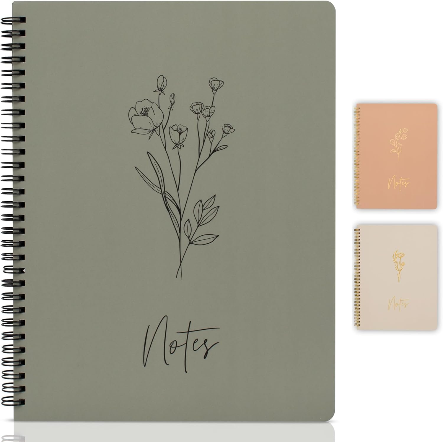 Aesthetic Spiral Notebook Journal For Women – Cute Dark Green 10.5″ x 8.5″ College Ruled Notebook With Large Pockets And Lined Pages – Perfect to Stay Organized and Boost Productivity at Work or