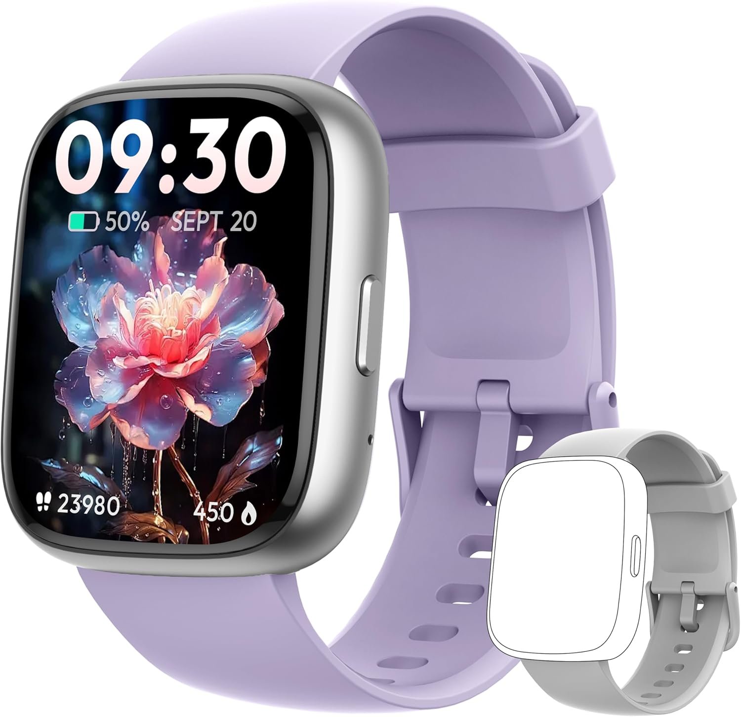 Smart Watch for Women Men Android & iPhone [2 Bands, 44mm case], Alexa Built-in, 1.83” Smartwatch Make/Answer Call, HR SpO2 Sleep Stress Monitor Fitness Tracker, IP68 Waterproof Step Counter Watch