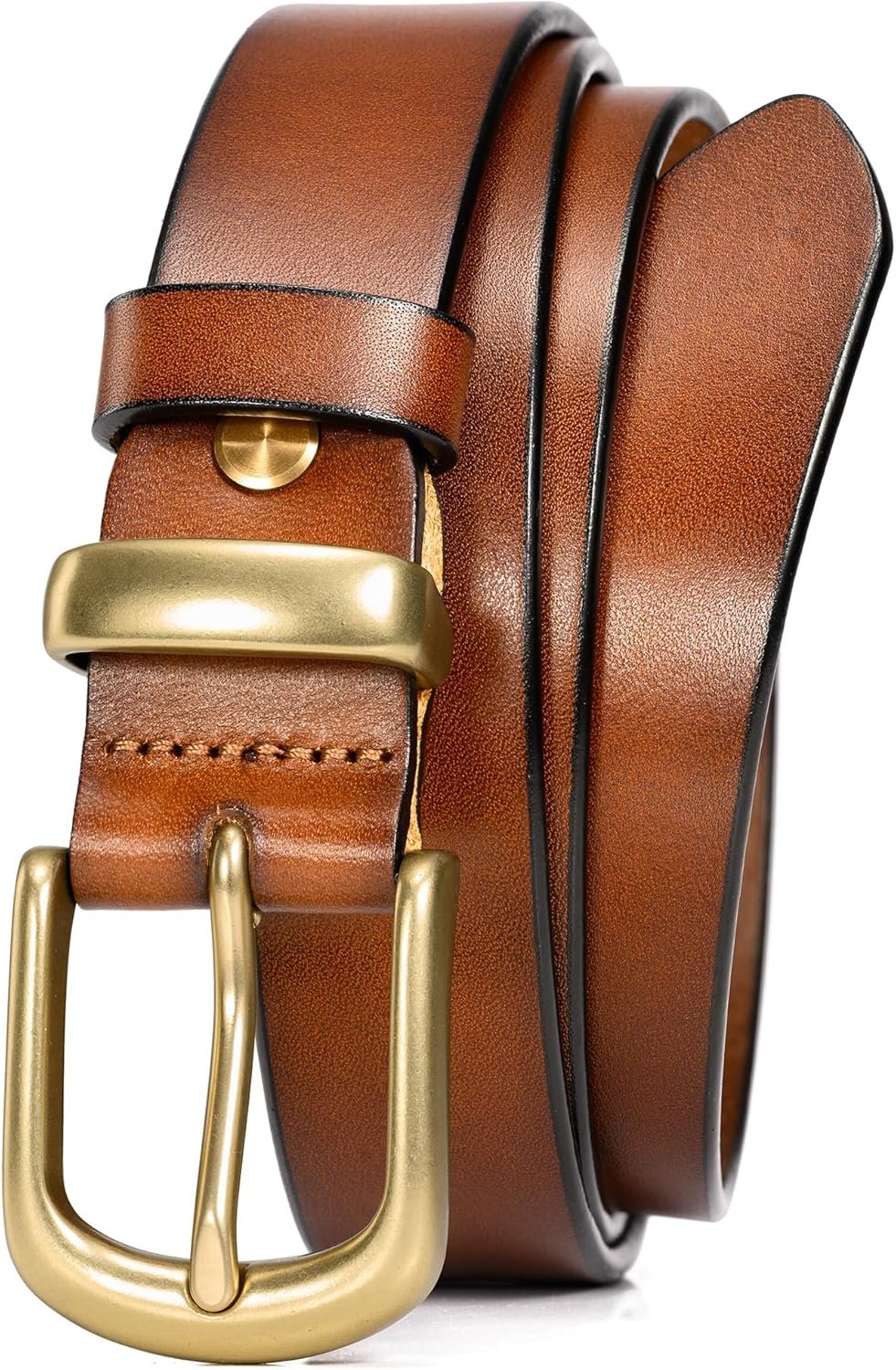 WOLFANT Womens Belts for Jeans in Gift Box,1.1″ Ladies Belt with Gold Buckle,100% Italian Full Grain Real Solid Leather