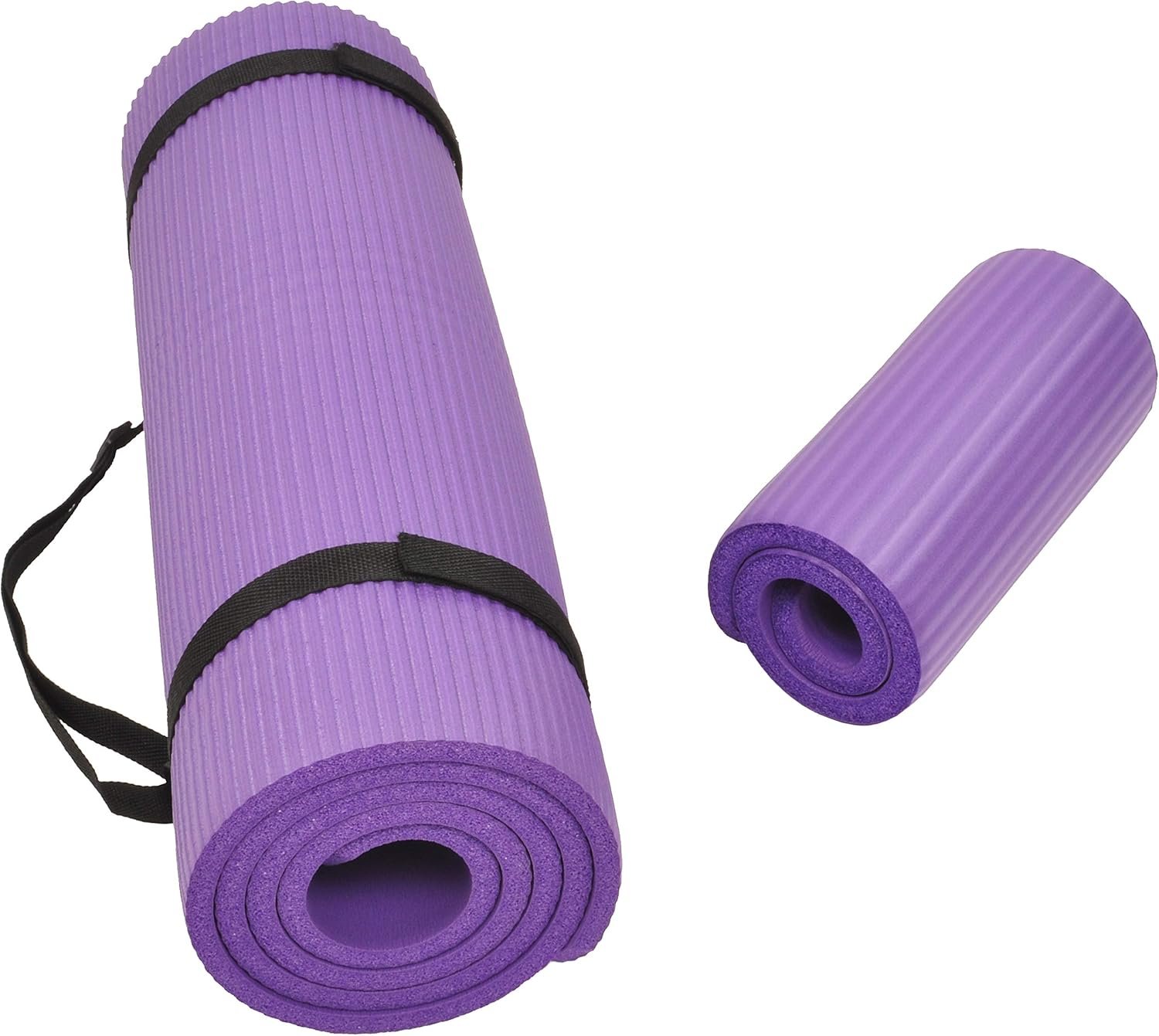 Fitvids All Purpose 1/2-Inch Extra Thick High Density Anti-Tear Exercise Yoga Mat and Knee Pad with Carrying Strap, Multiple Colors