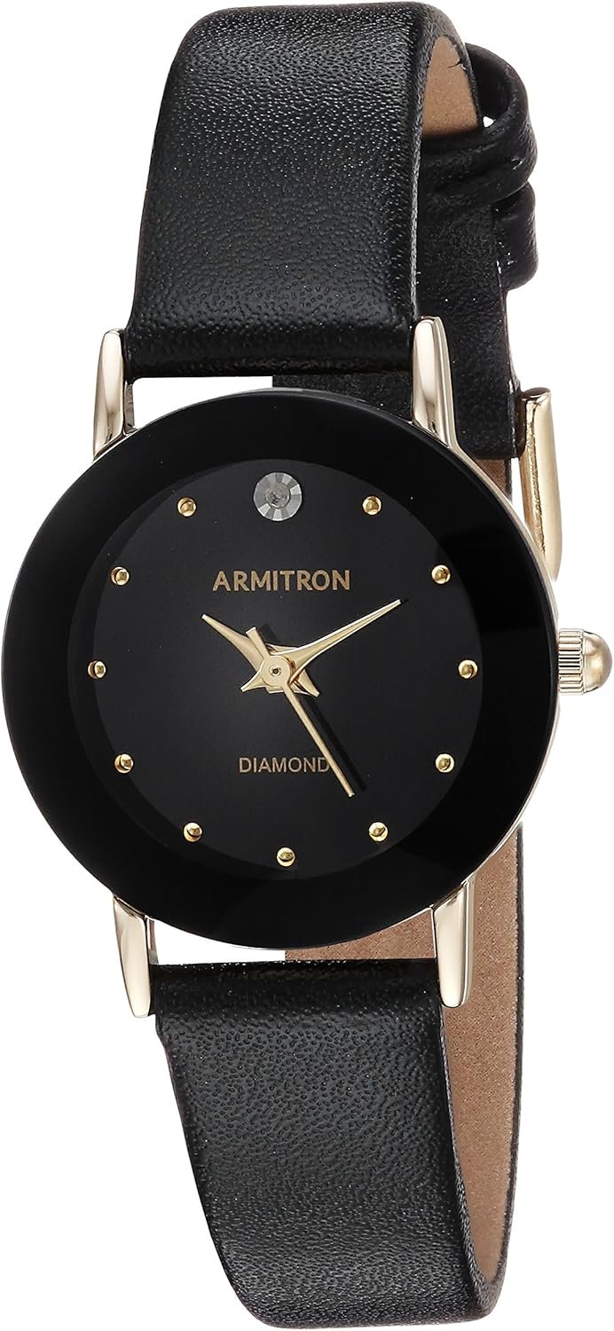 Armitron Women’s 75/2447 Diamond-Accented Leather Strap Watch