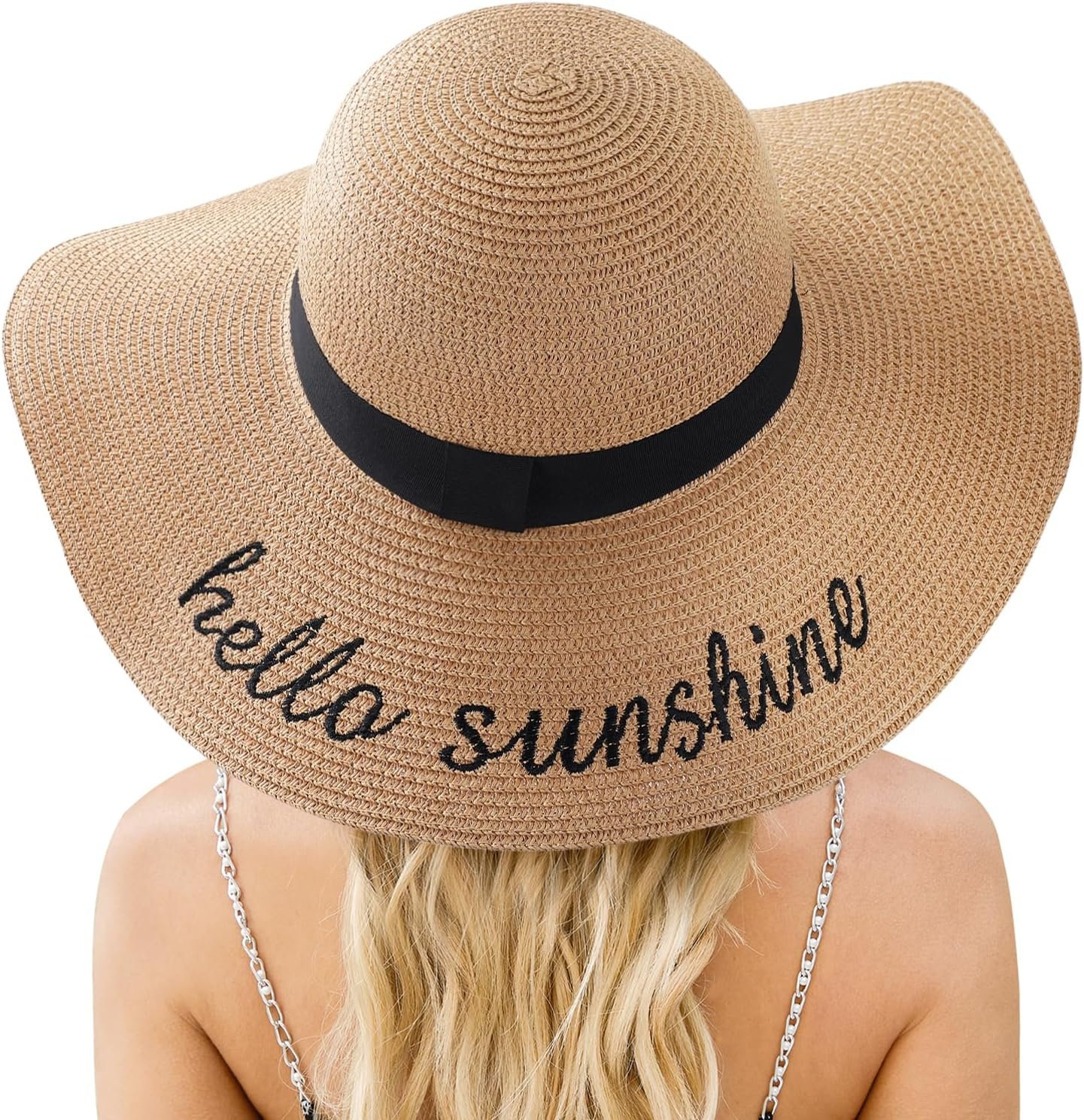 Beach Sun Hats for Women, Straw Hat for Women, Womens Sun Hat UPF 50+ UV Protection, Summer Hats Packable Foldable