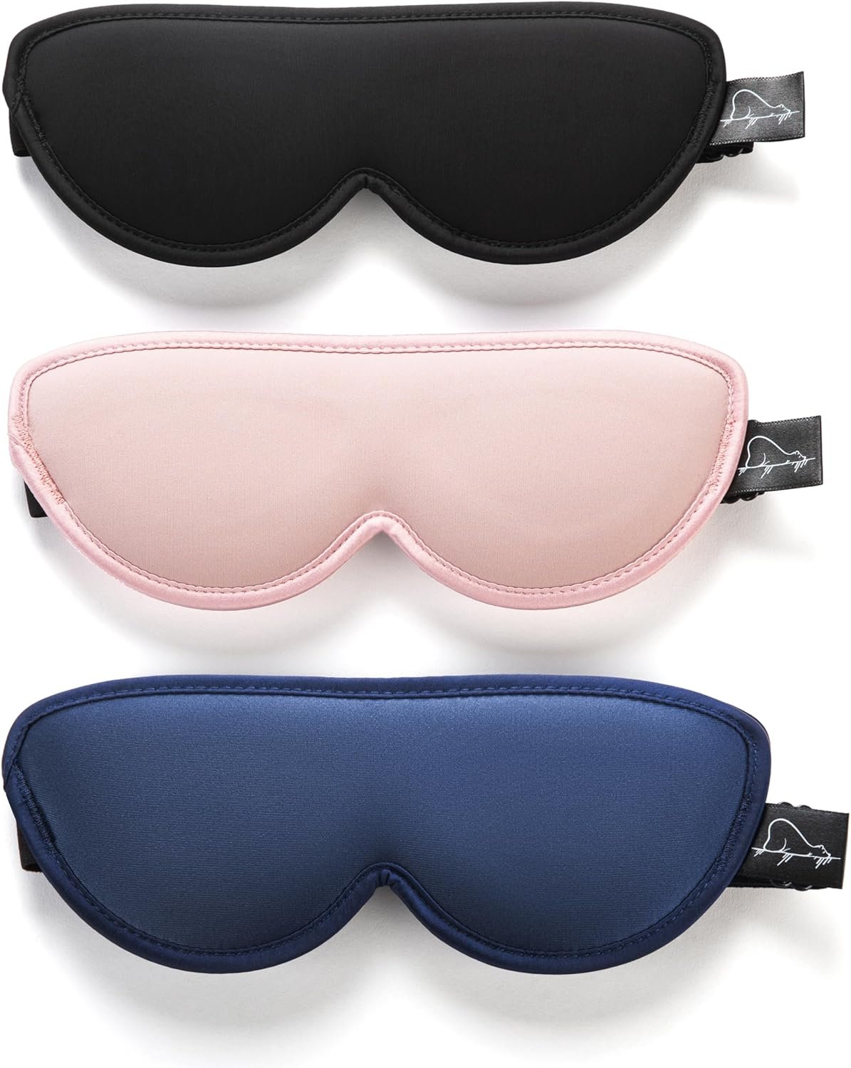 Sleep Masks for Petite Face Small Head, ALASKA BEAR 3 Pack Stitched Eye Masks with Contoured Cups for Women Kids Children Teens, Machine Washable (Black, Blue, Pink)