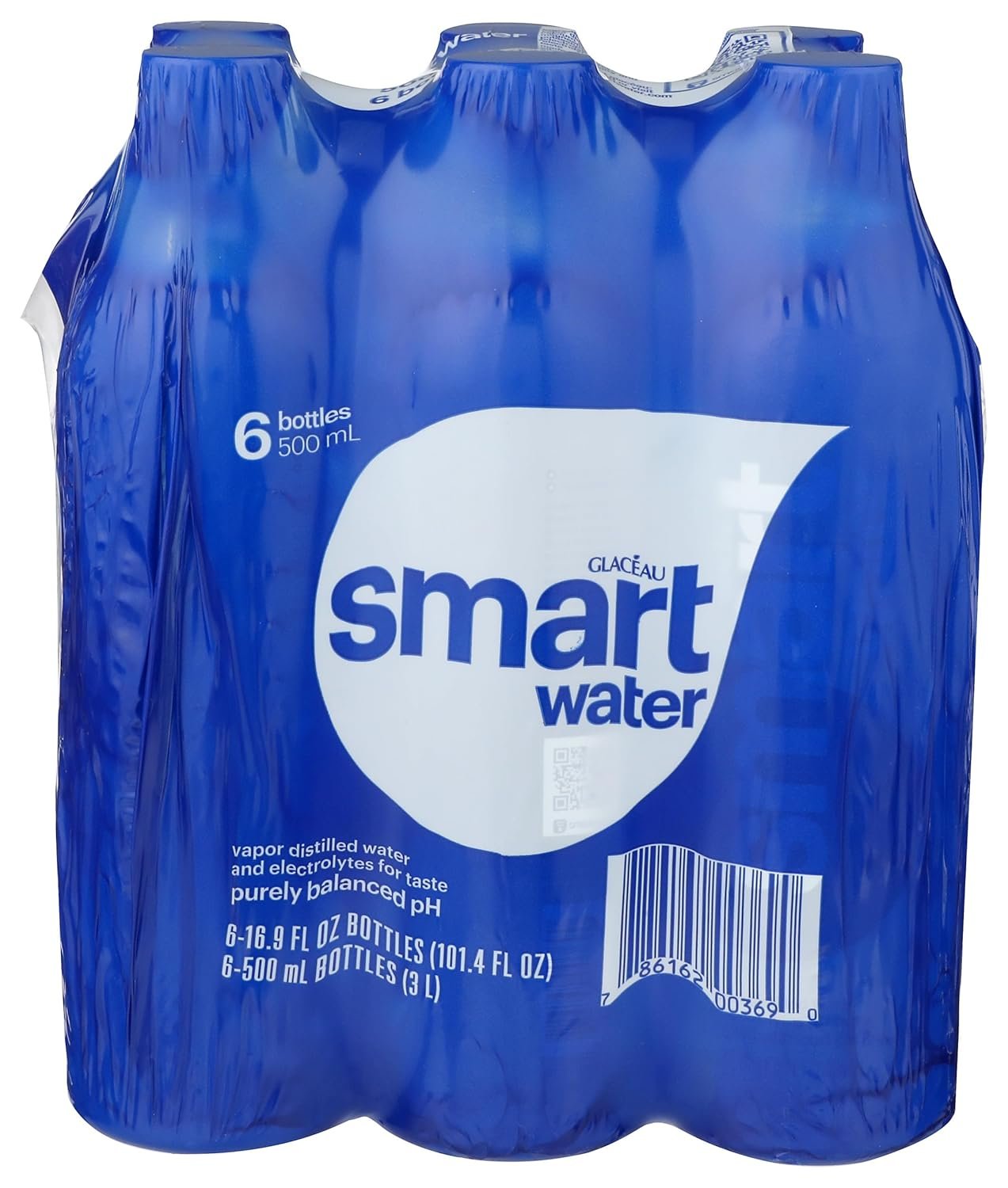 Glaceau, Water Smartwater, 16.9 Fl Oz, 6 Pack