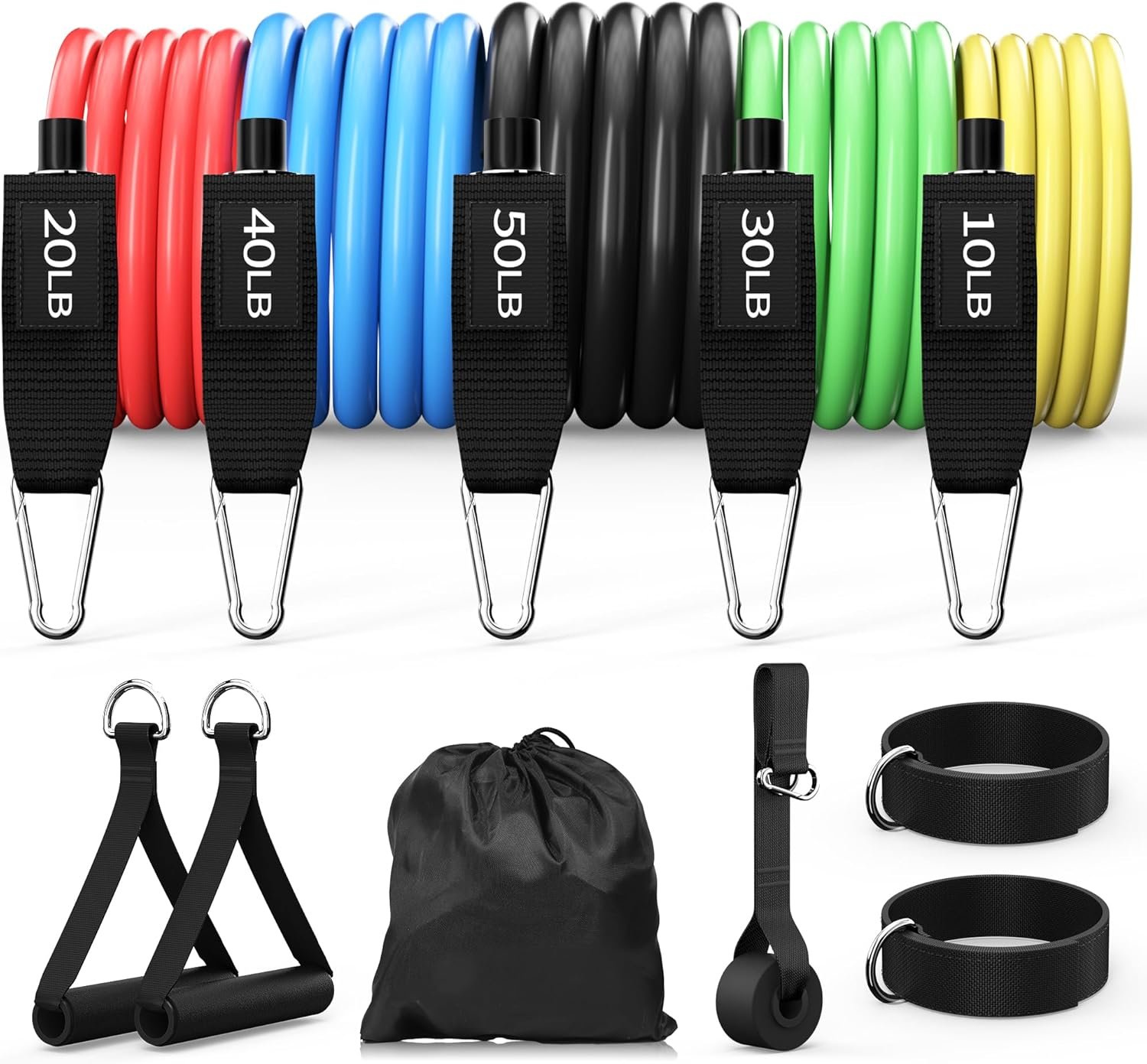 Resistance Bands, Exercise Bands Set for Working Out, Resistance Bands with Handles, Home Gym Workout Bands, Fitness Equipment for Men and Women Strength Training