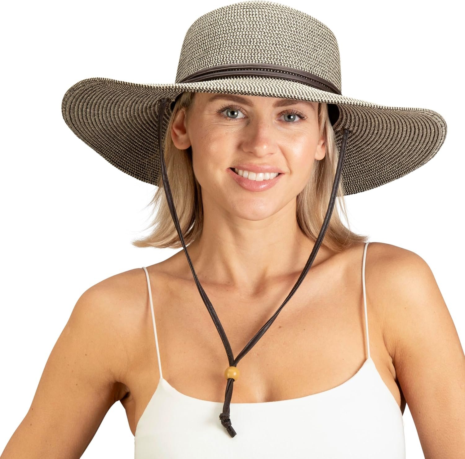 Sloggers Women’s Wide Brim Braided Sun Hat with Wind Lanyard – UPF 50+ Maximum Sun Protection