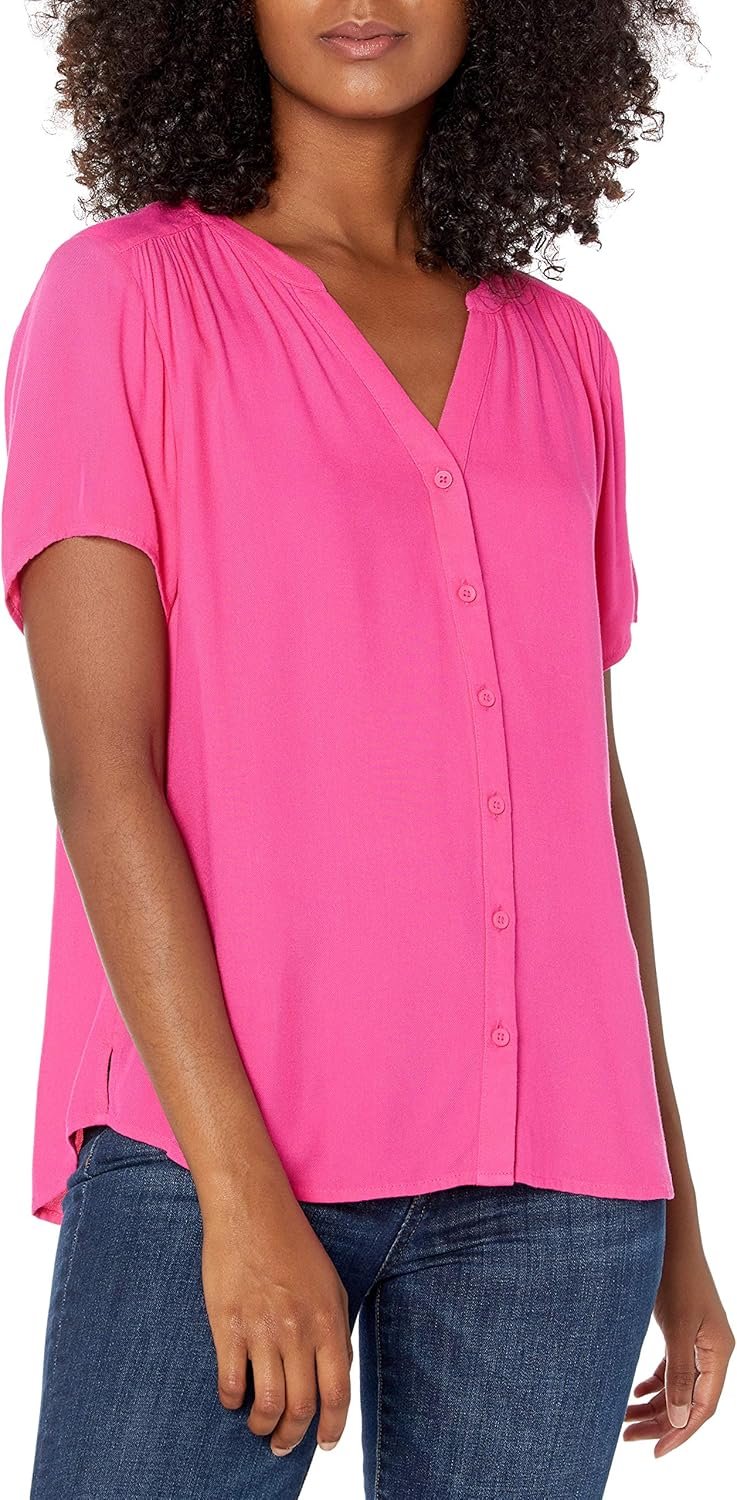 Amazon Essentials Women’s Relaxed-Fit Short-Sleeve Woven Blouse