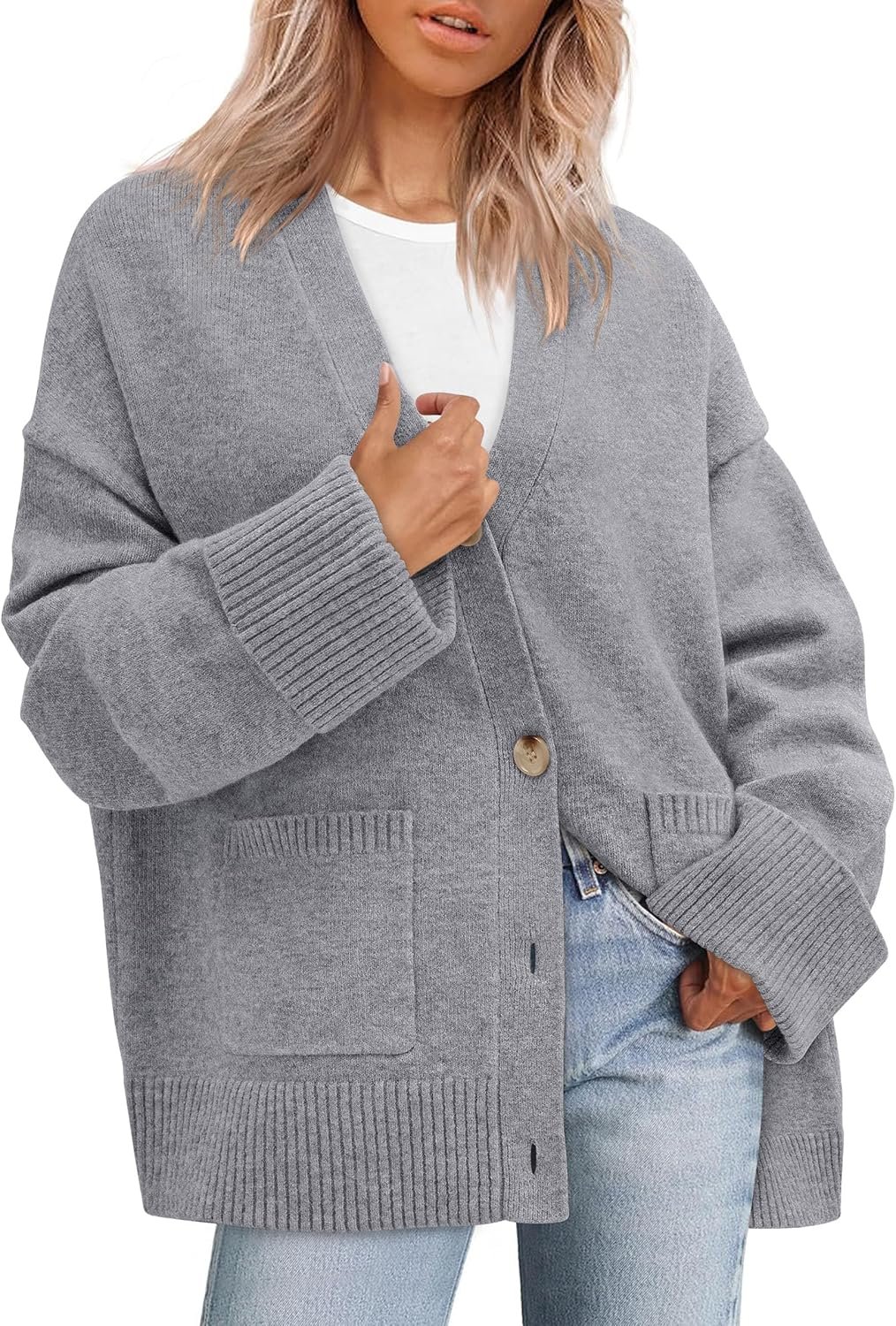 PRETTYGARDEN Women’s 2026 Oversized Cardigan Sweaters Trendy Chunky Knit Long Sleeve V Neck Button Down Fall Winter Outfits