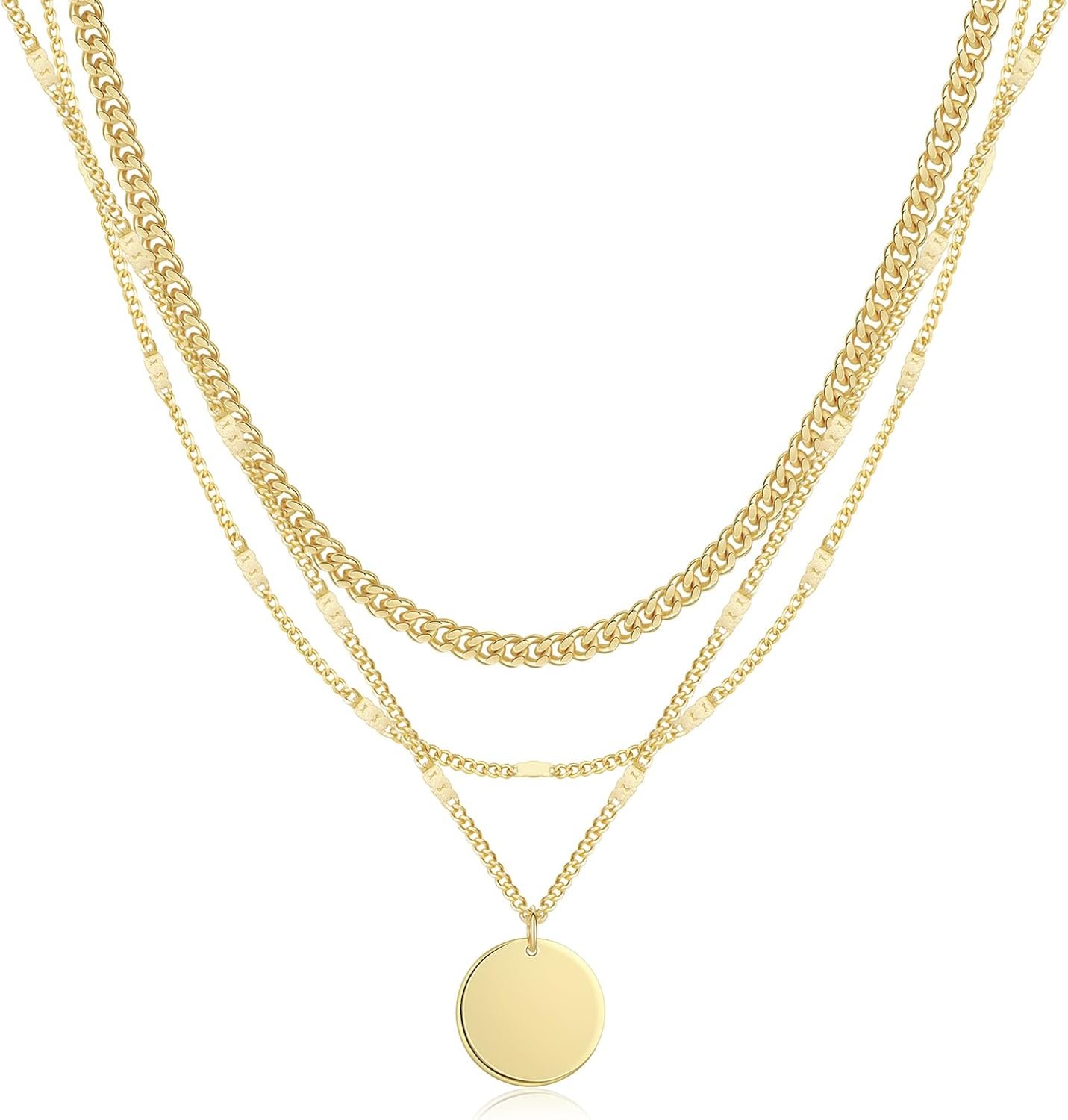 14K Gold Plated Layering Necklaces For Women Gold Necklace Set, Cuban Link, Snake Chain, Paperclip Layered Chains, Twisted Rope and Twisted Chain, Trendy Layering Necklace