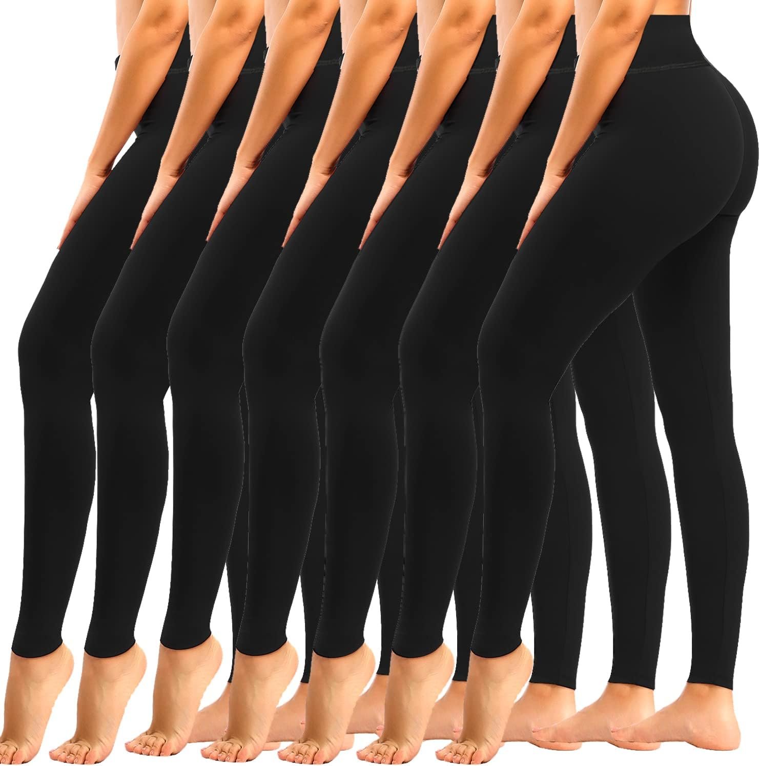 yeuG 7 Pack High Waisted Leggings for Women Tummy Control Soft Workout Yoga Pants Full Length & Capri