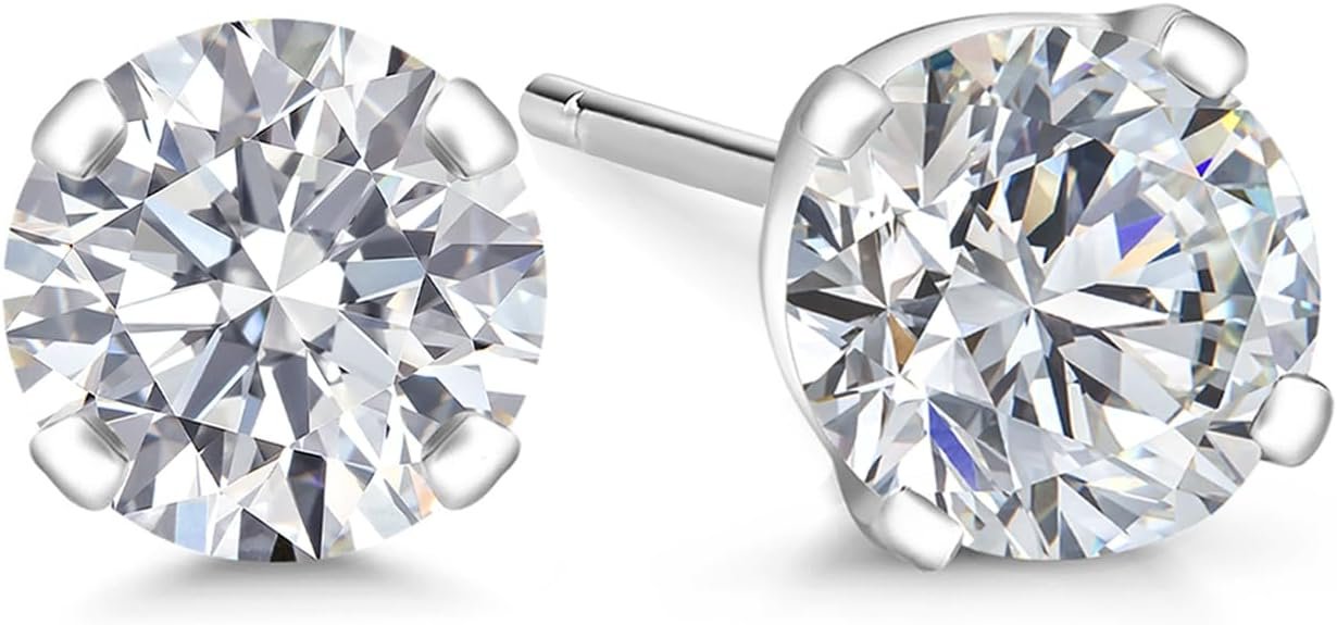Gem Stone King 0.20 to 6 Cttw 14K Gold Lab Grown Diamond Stud Earrings | Gold Earrings For Women Men | E-F Color | VS1-VS2 Clarity