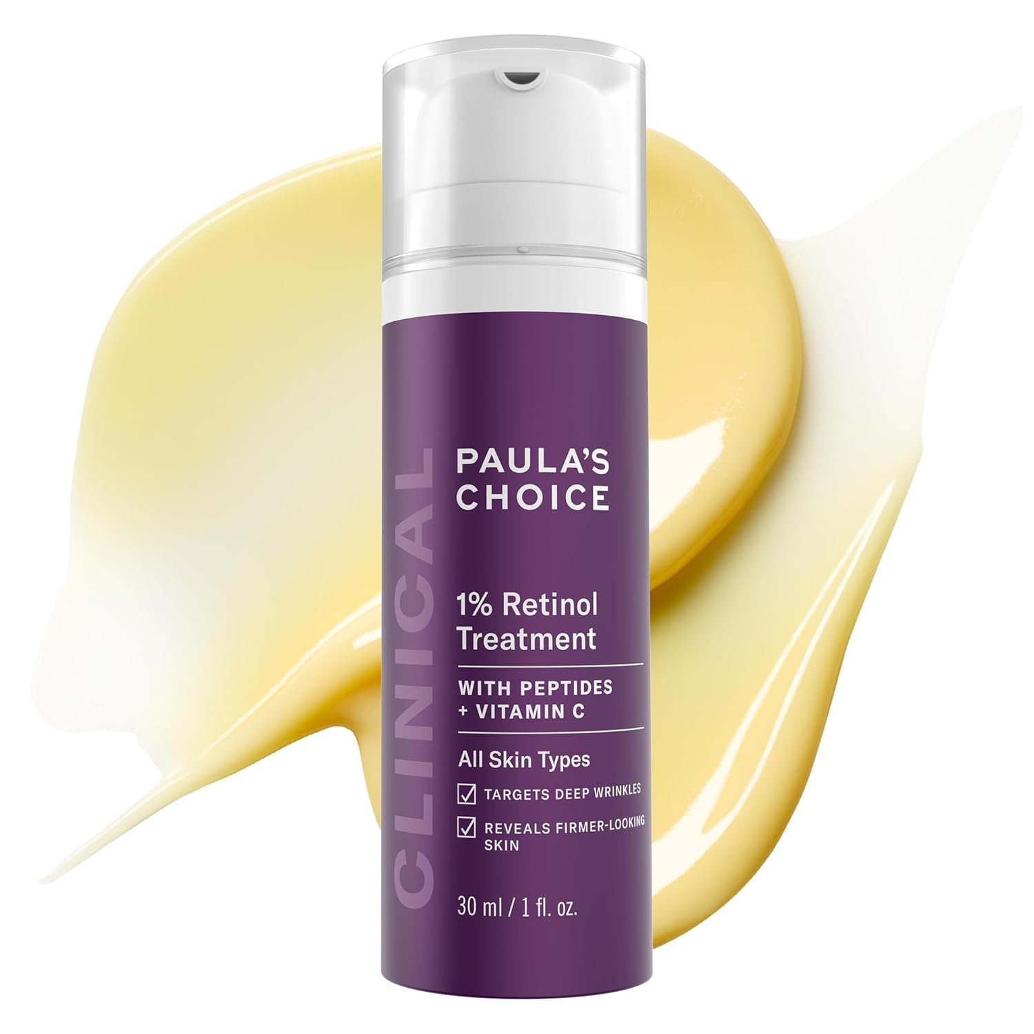 Paula’s Choice CLINICAL 1% Retinol Face Moisturizer Treatment with Peptides, Vitamin C & Licorice Extract, Firming Face Cream, Anti-Aging & Wrinkles, Fragrance Free