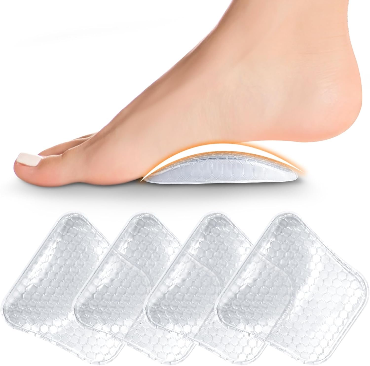 Arch Support Inserts Women for Flat Feet, Gel Arch Inserts for Plantar Fasciitis Relief, Non-Slip Arch Support Pads, Two-Option of Different Heights