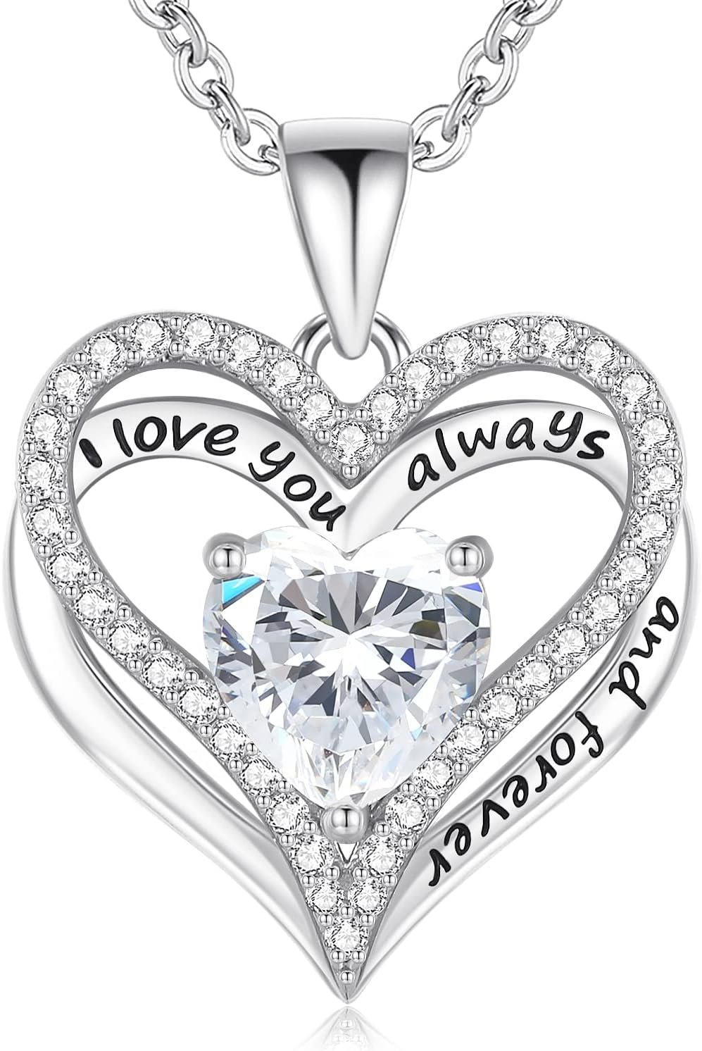 S925 Sterling Silver Necklace for Women, Wife Jewelry Rose Gold, Mom Birthday Valentines Mothers Day Gifts, Girlfriend Necklaces, Daughter Heart Jewel, Anniversary for Her