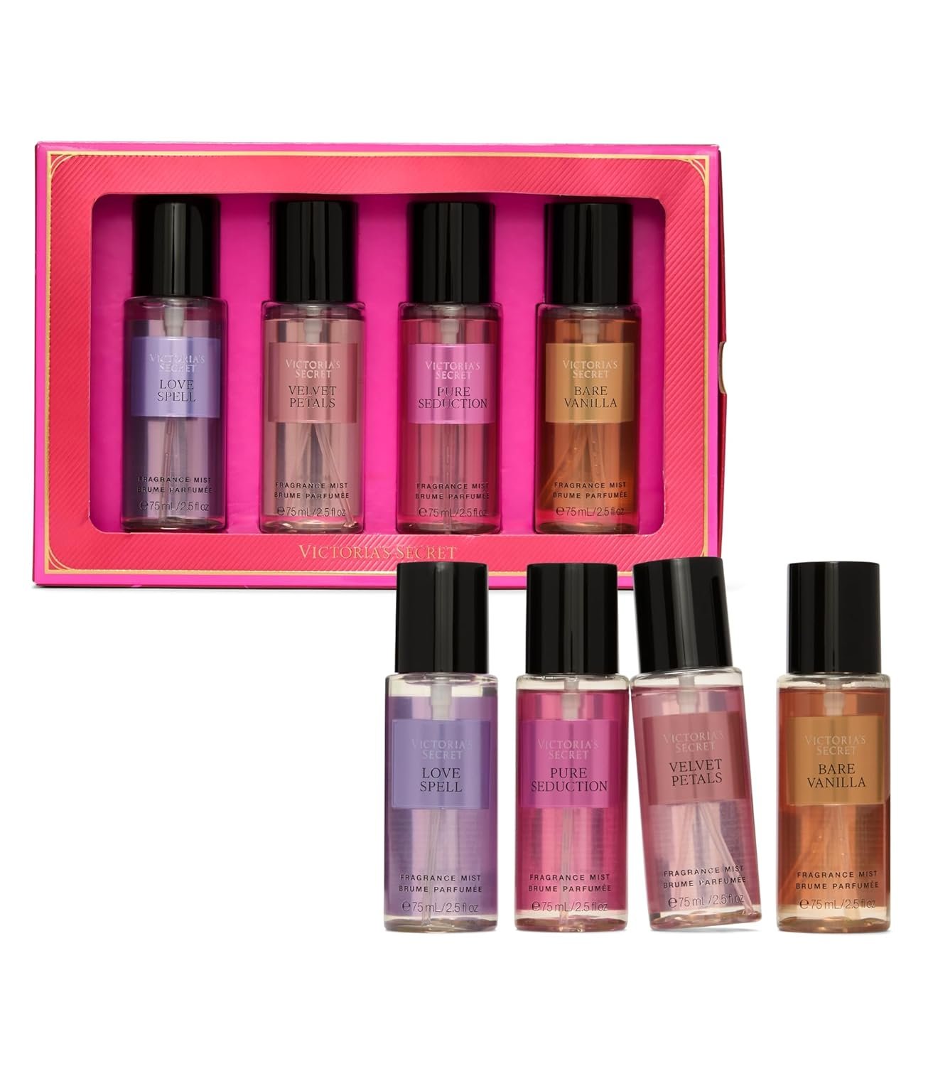 Victoria’s Secret Fragrance Mist Collection 4 Piece Mini Mist Gift Set, Assorted Scents, Gift Set for Women
